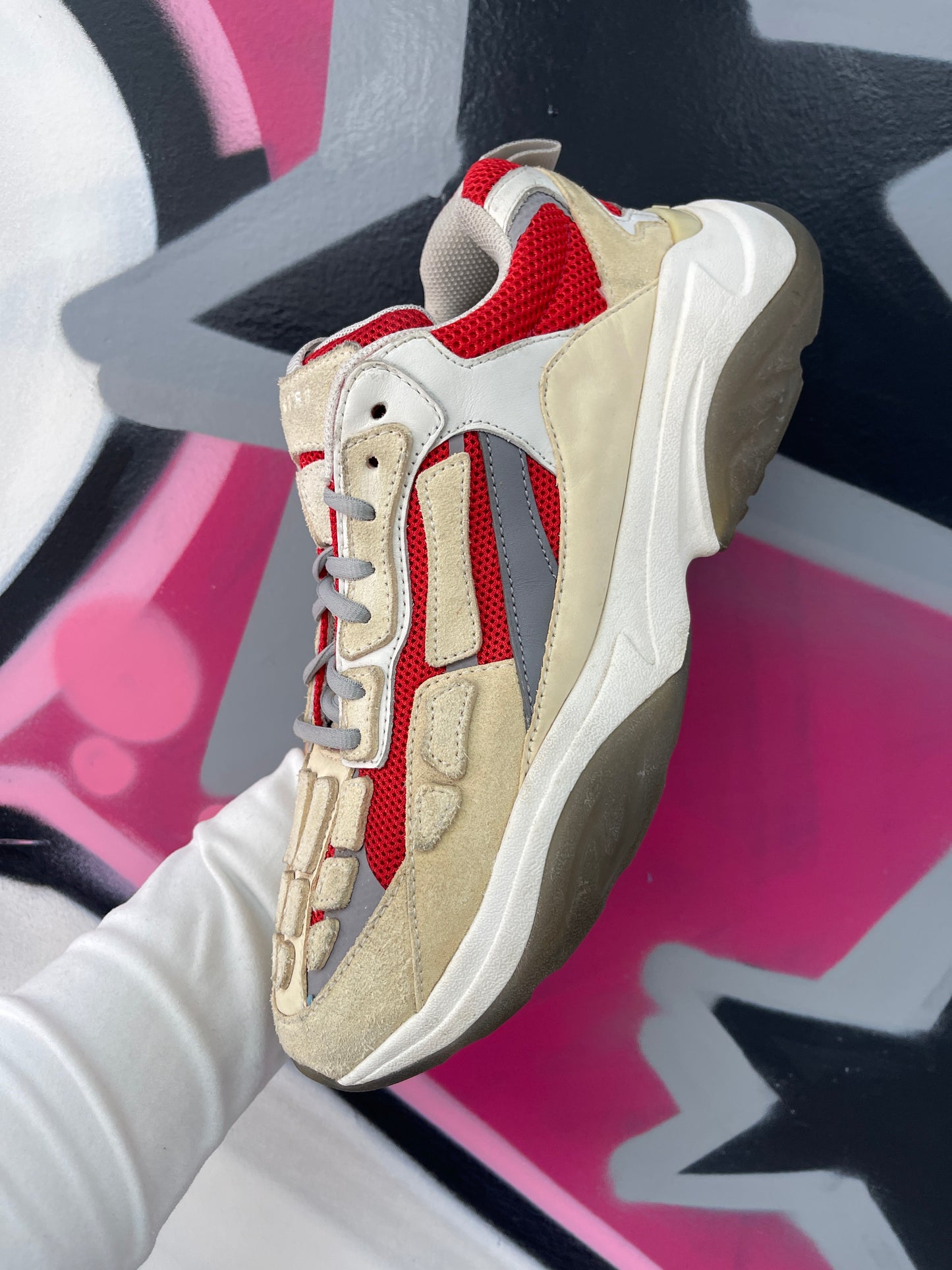 Amiri Bone Runner Red Cream Used 44 (US 11) No Box