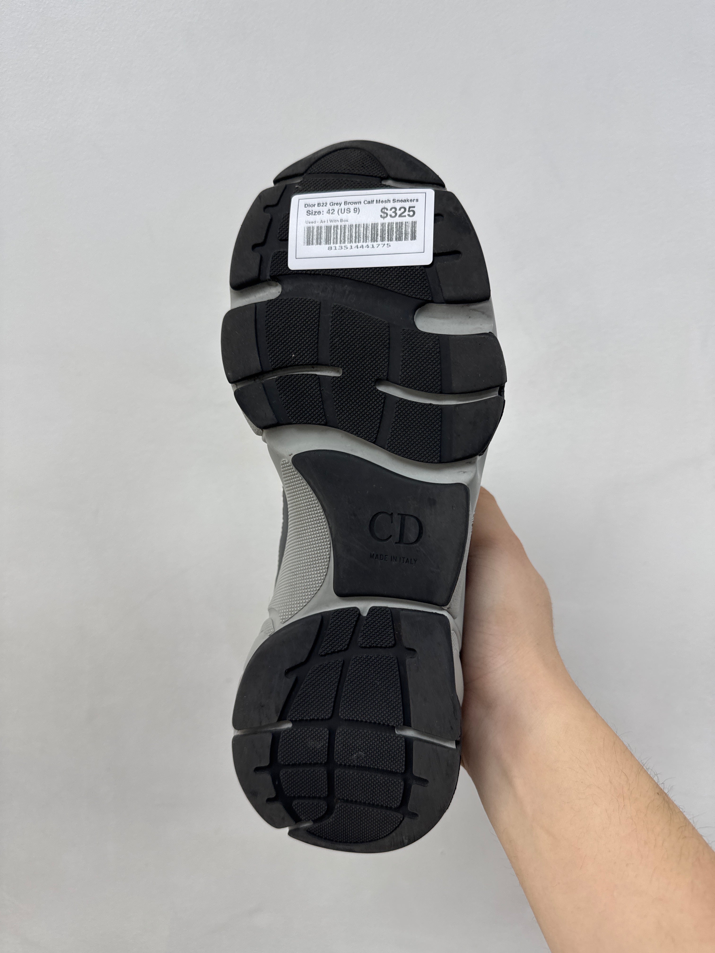 Dior B22 Grey Brown Calf Mesh Sneakers