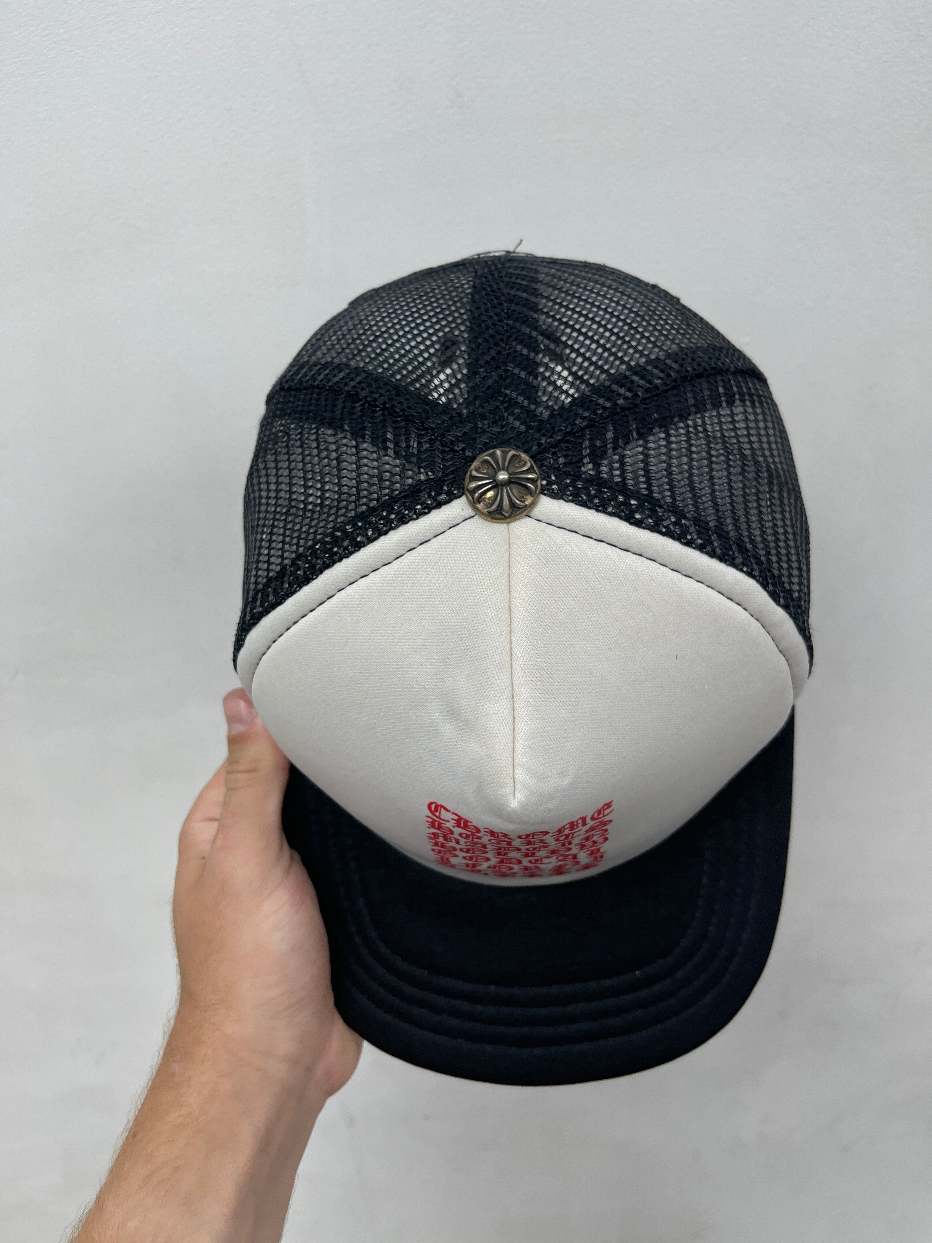 Chrome  Hearts White Red Eye Chart Logo Hat