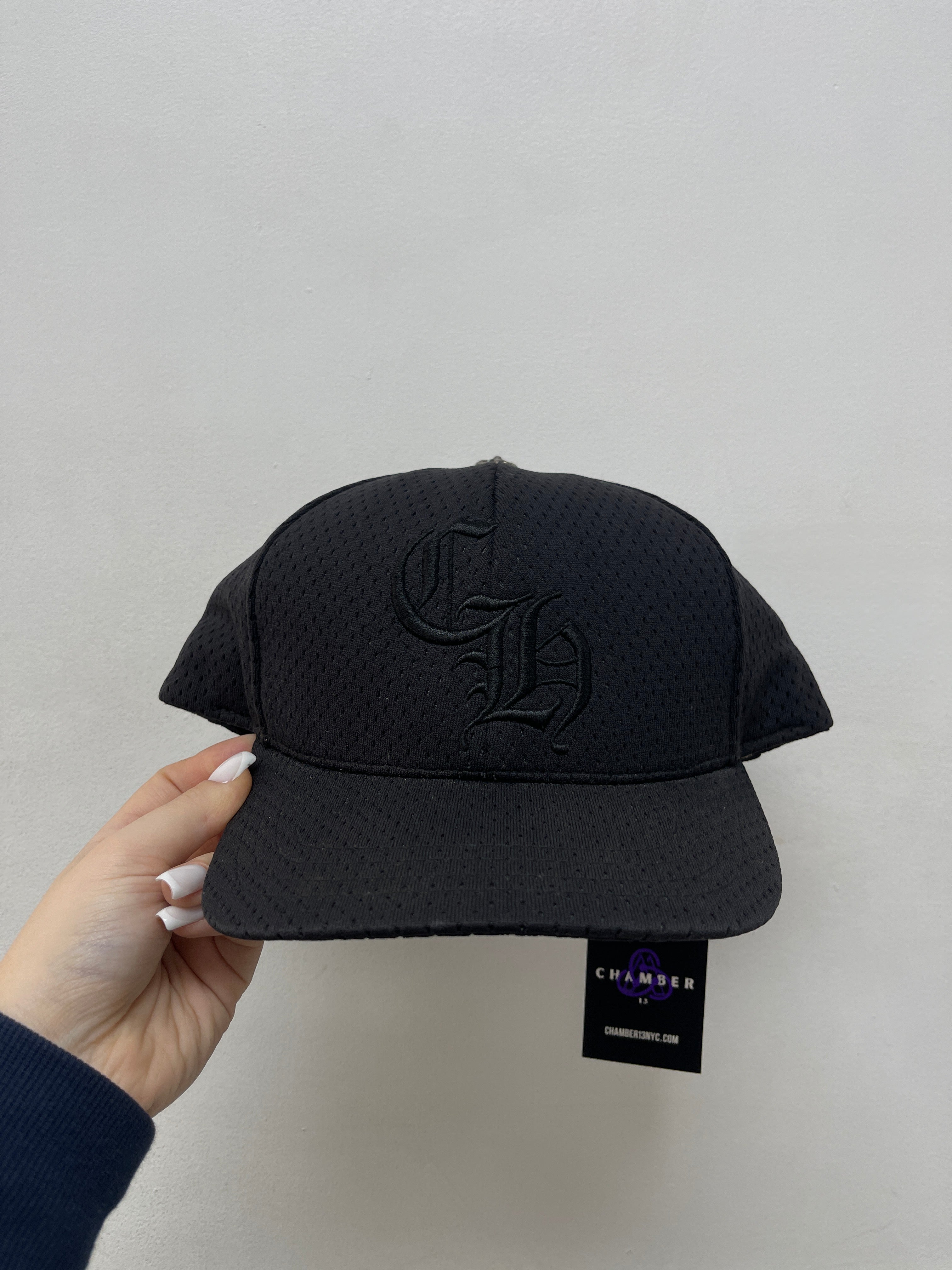 Chrome Hearts Black Mesh Triple Black CH Baseball Trucker Cap