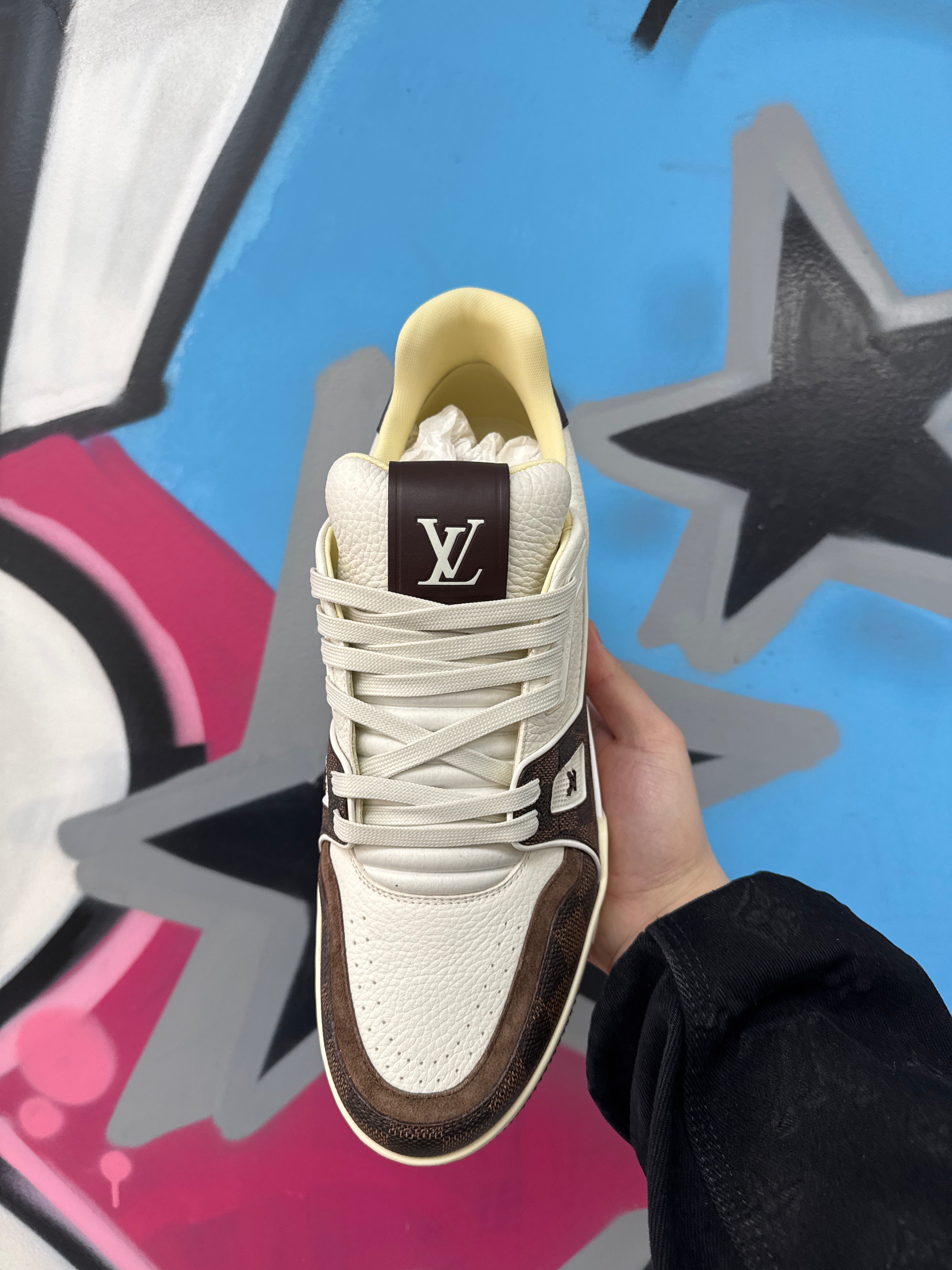 Louis Vuitton Chocolate Brown White Monogram Trainer Sneakers