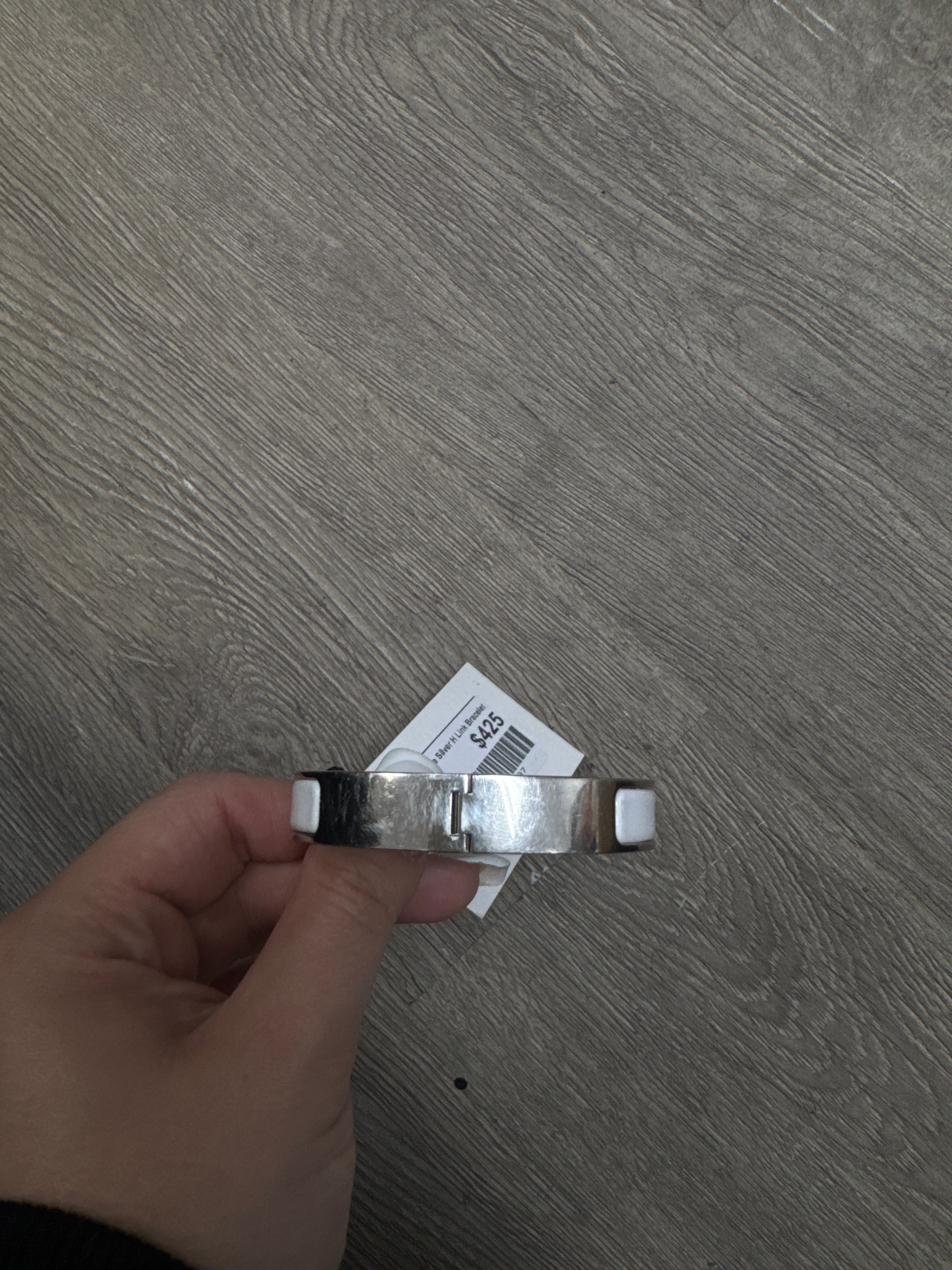 Hermes White Silver H Link Bracelet