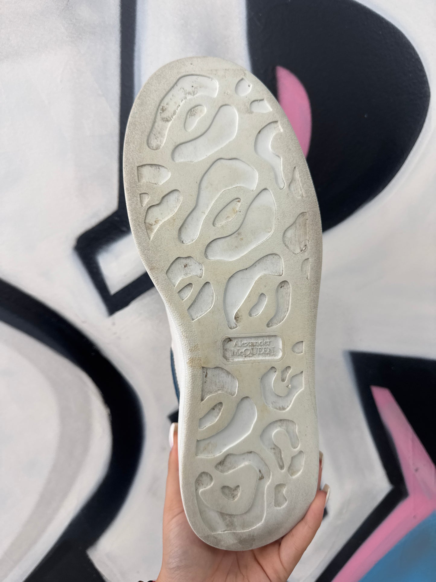 Alexander McQueen White Blue Suede Used With Box