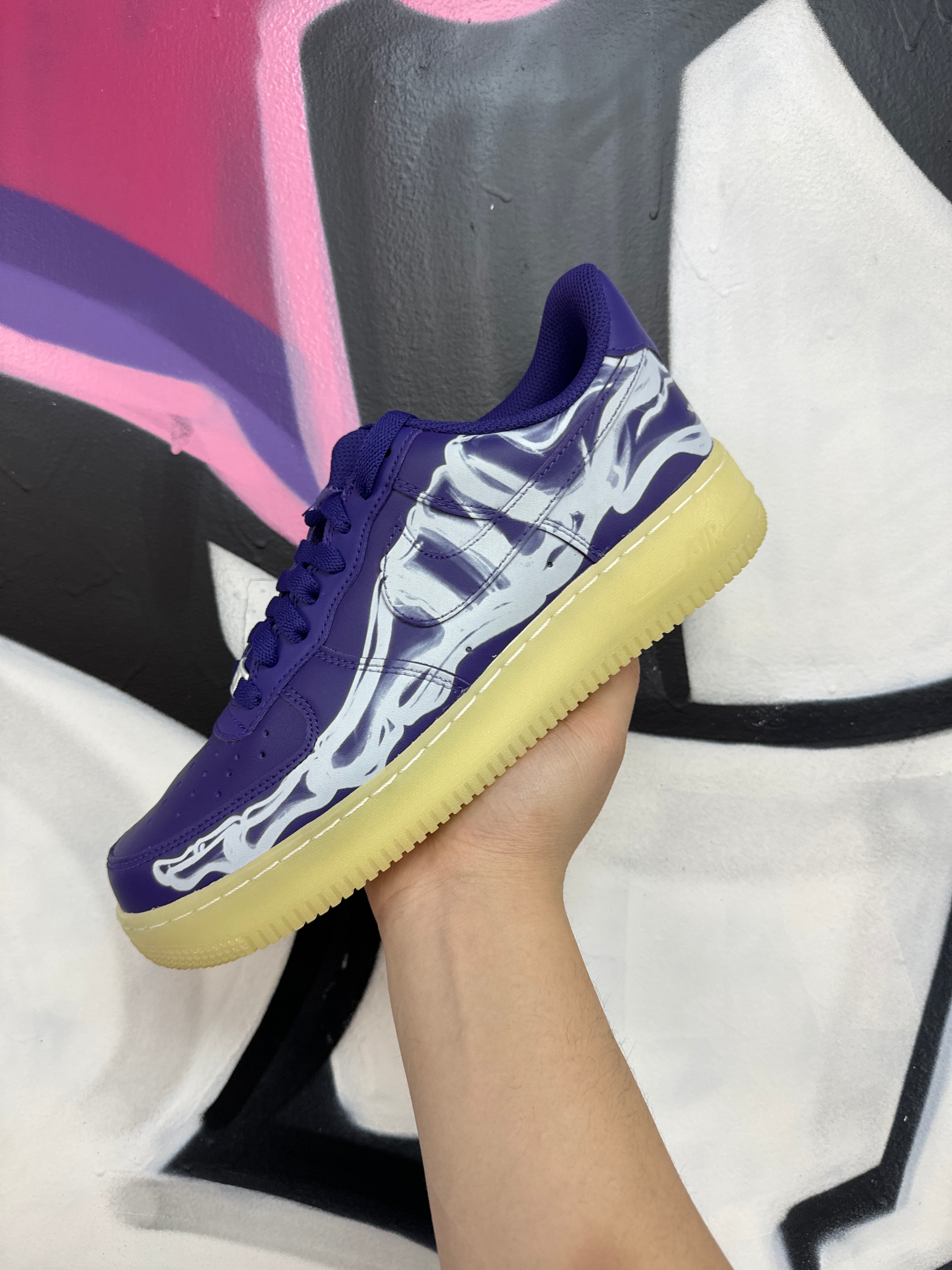 Nike AF1 Purple Skeleton Halloween Sneakers