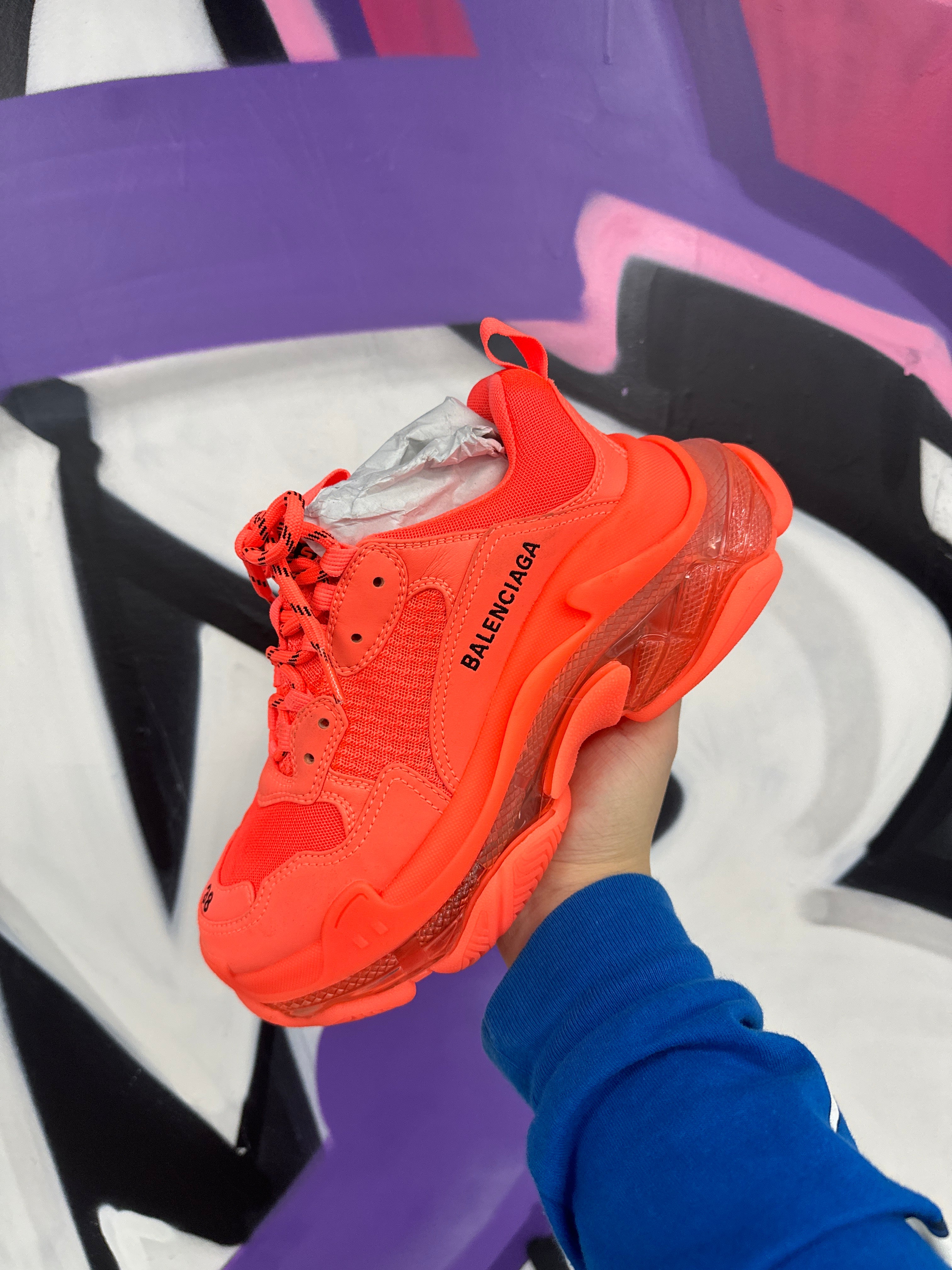 Balenciaga Triple S Orange  Used 38 With Box