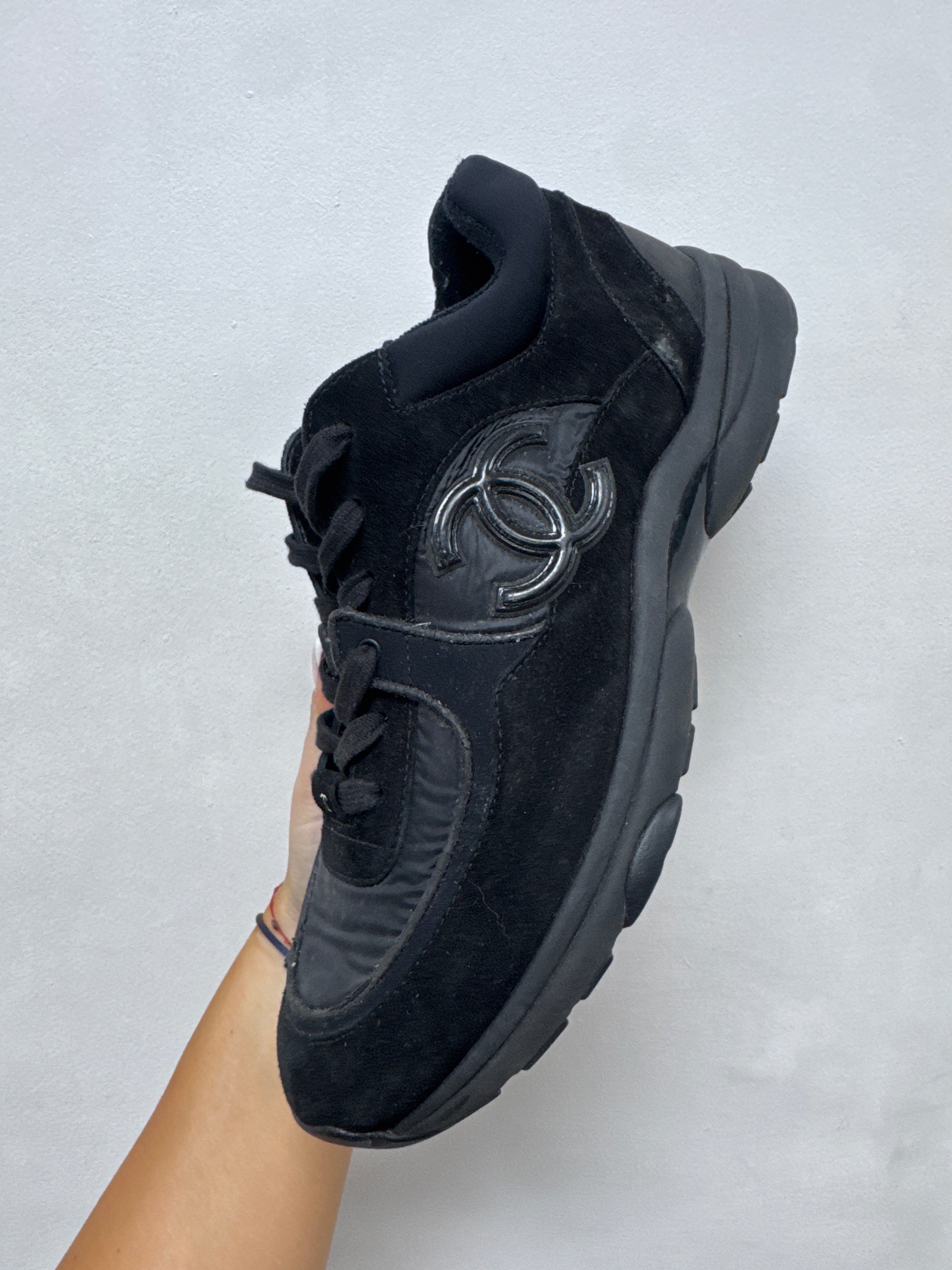 Chanel Black CC Logo Runner Sneakers