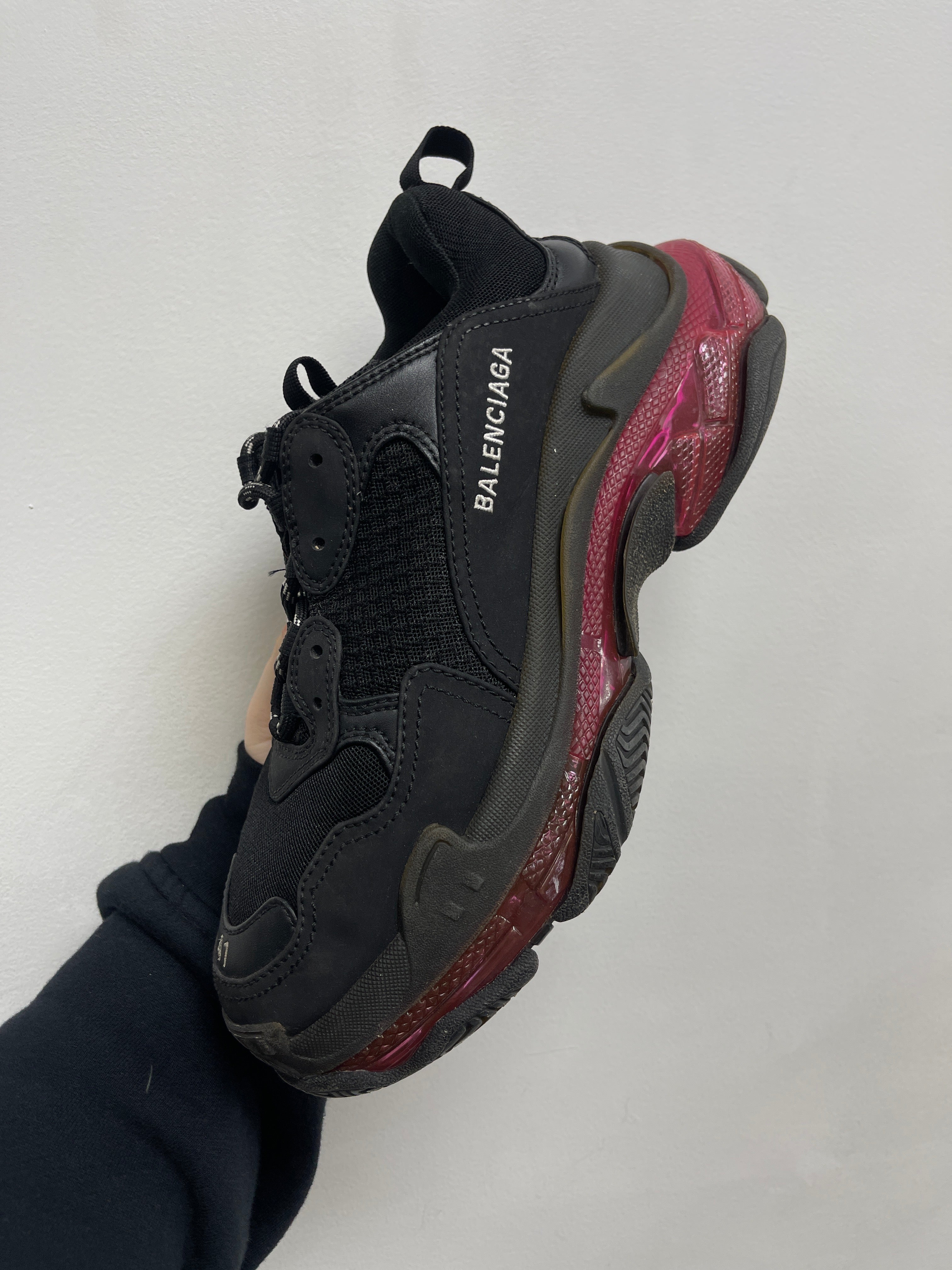 Balenciaga Black Pink Clear Triple S Sneakers