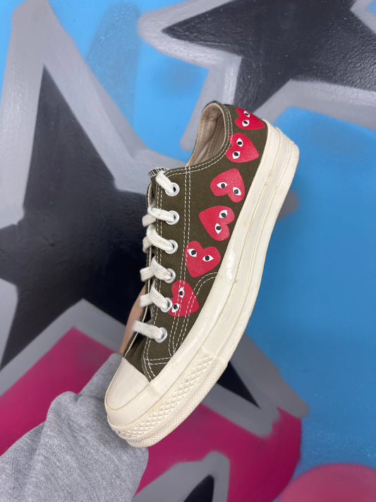 CDG Converse Brown Hearts Used No Box