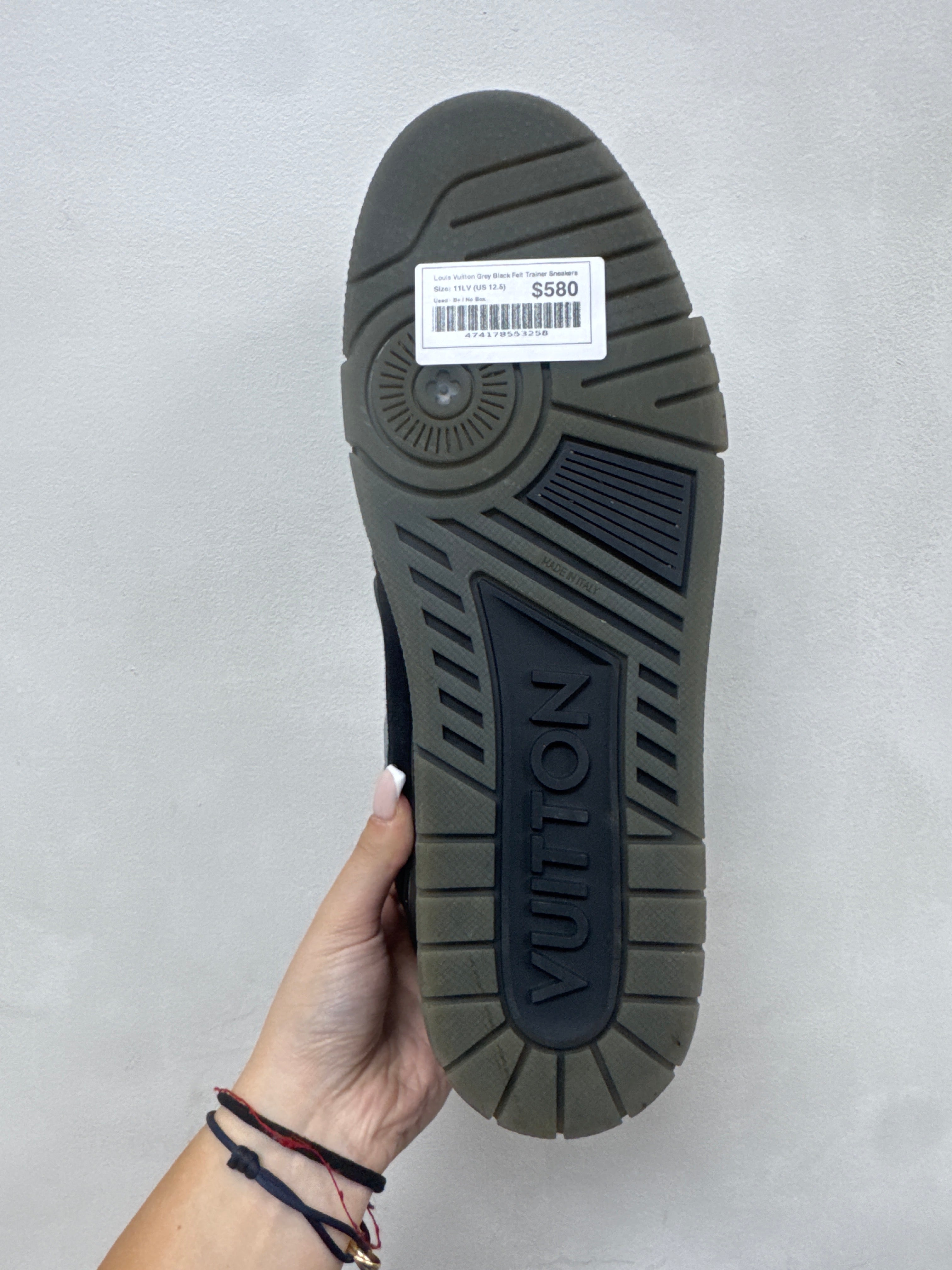 Louis Vuitton Grey Black Felt Trainer Sneakers