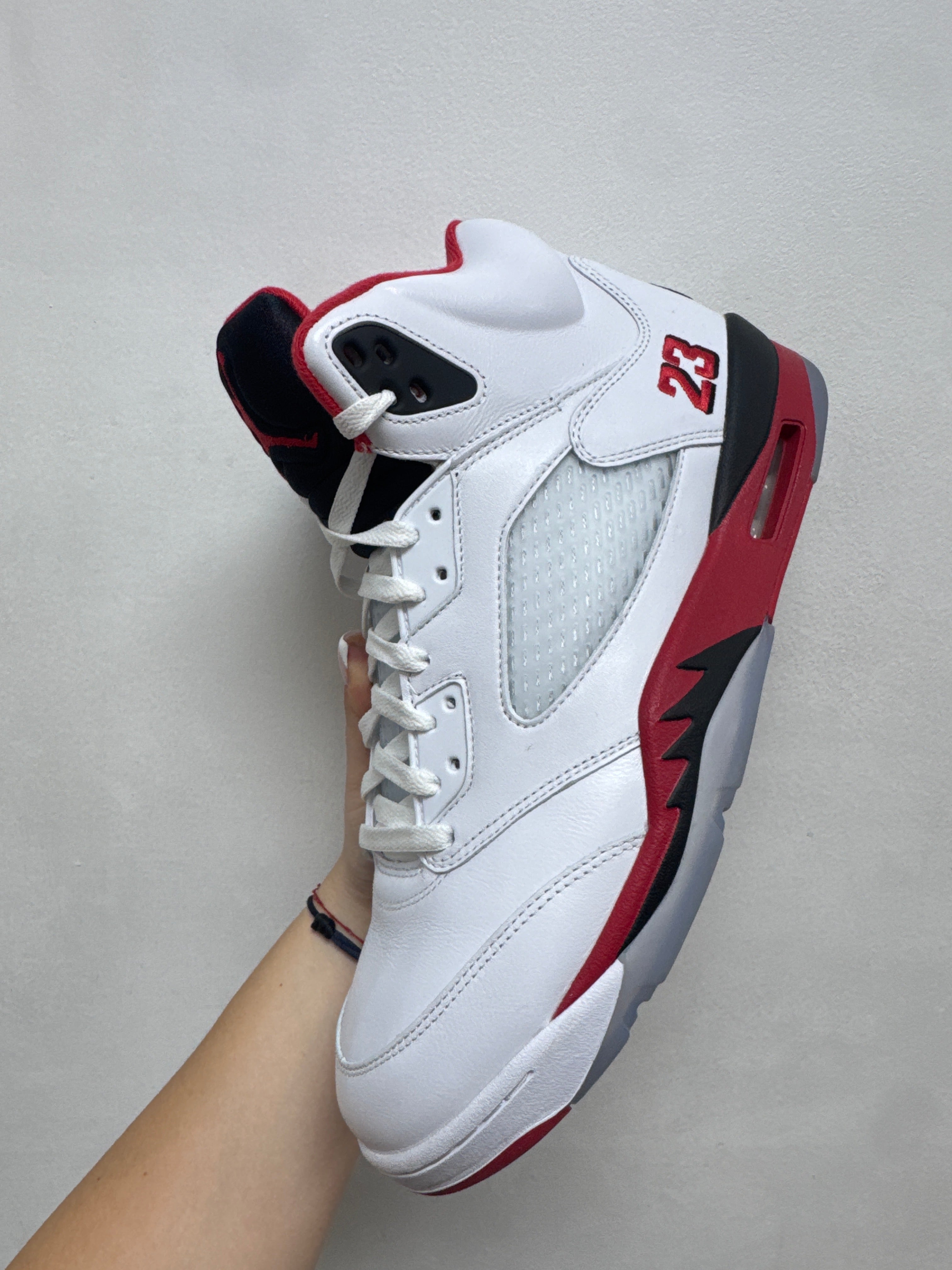 Jordan 5 Fire Red Black Tongue Sneakers