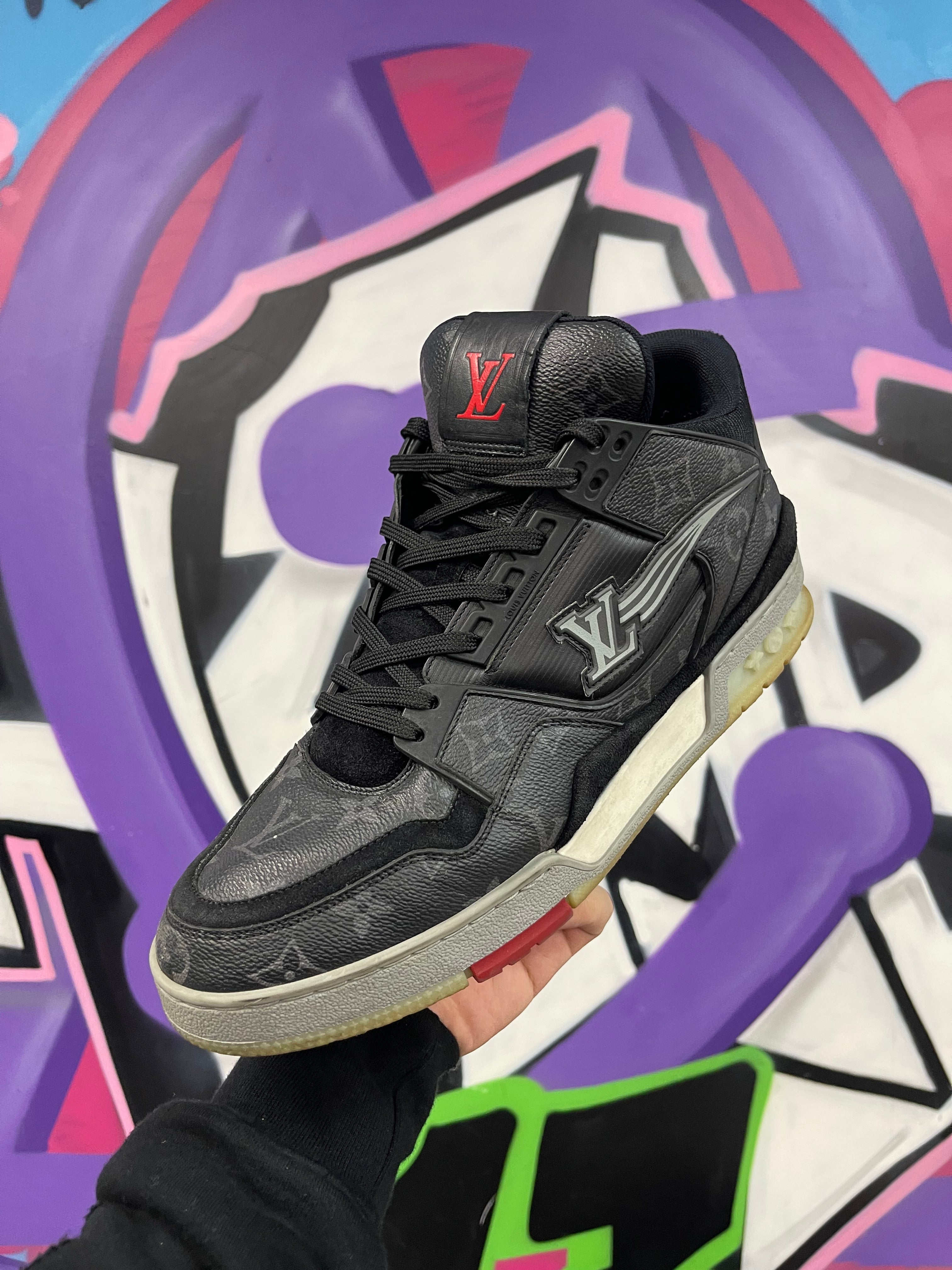 Louis Vuitton Black Monogram Mid Eclipse Trainer Sneakers
