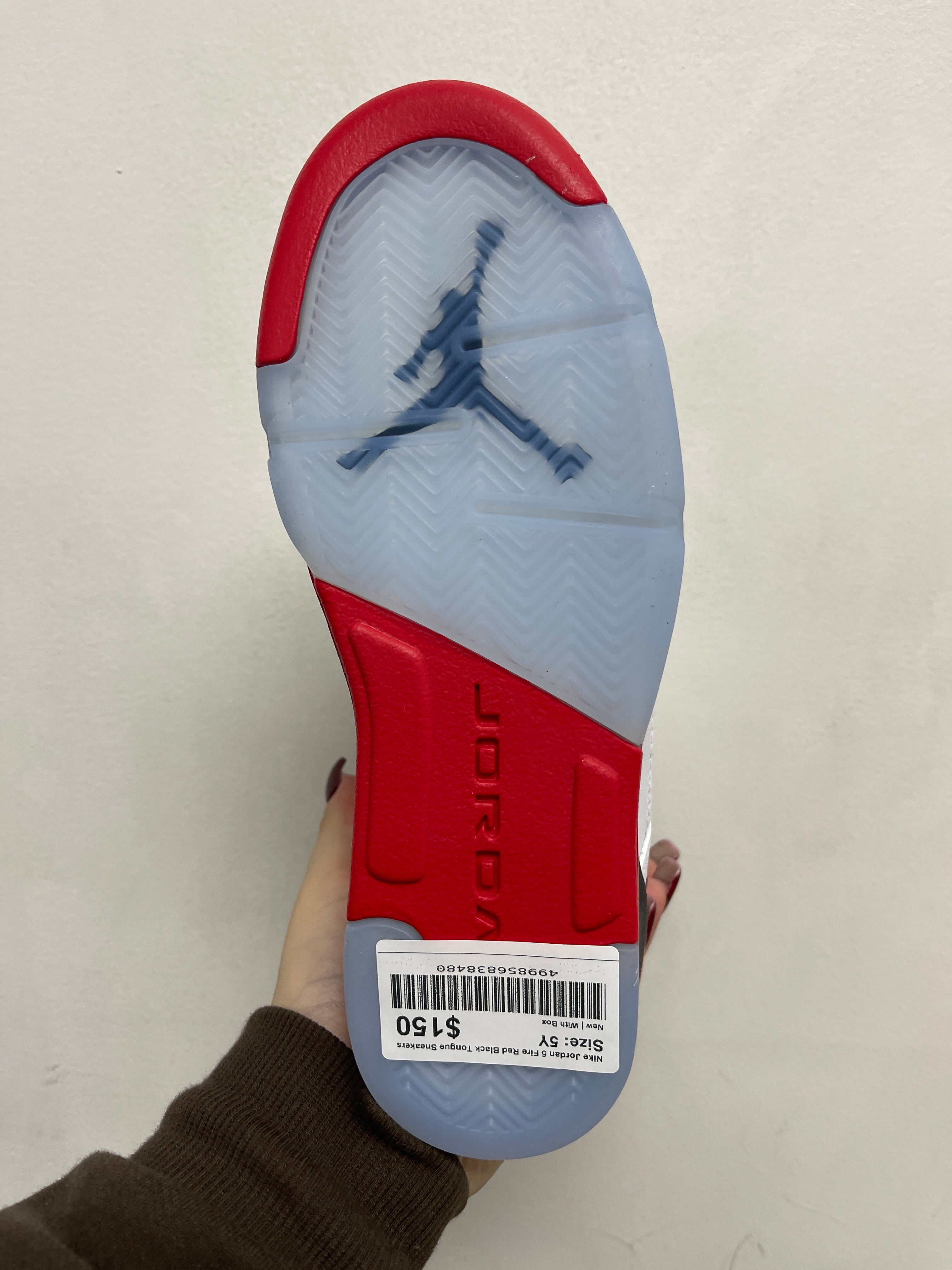 Nike Jordan 5 Fire Red Black Tongue Sneakers