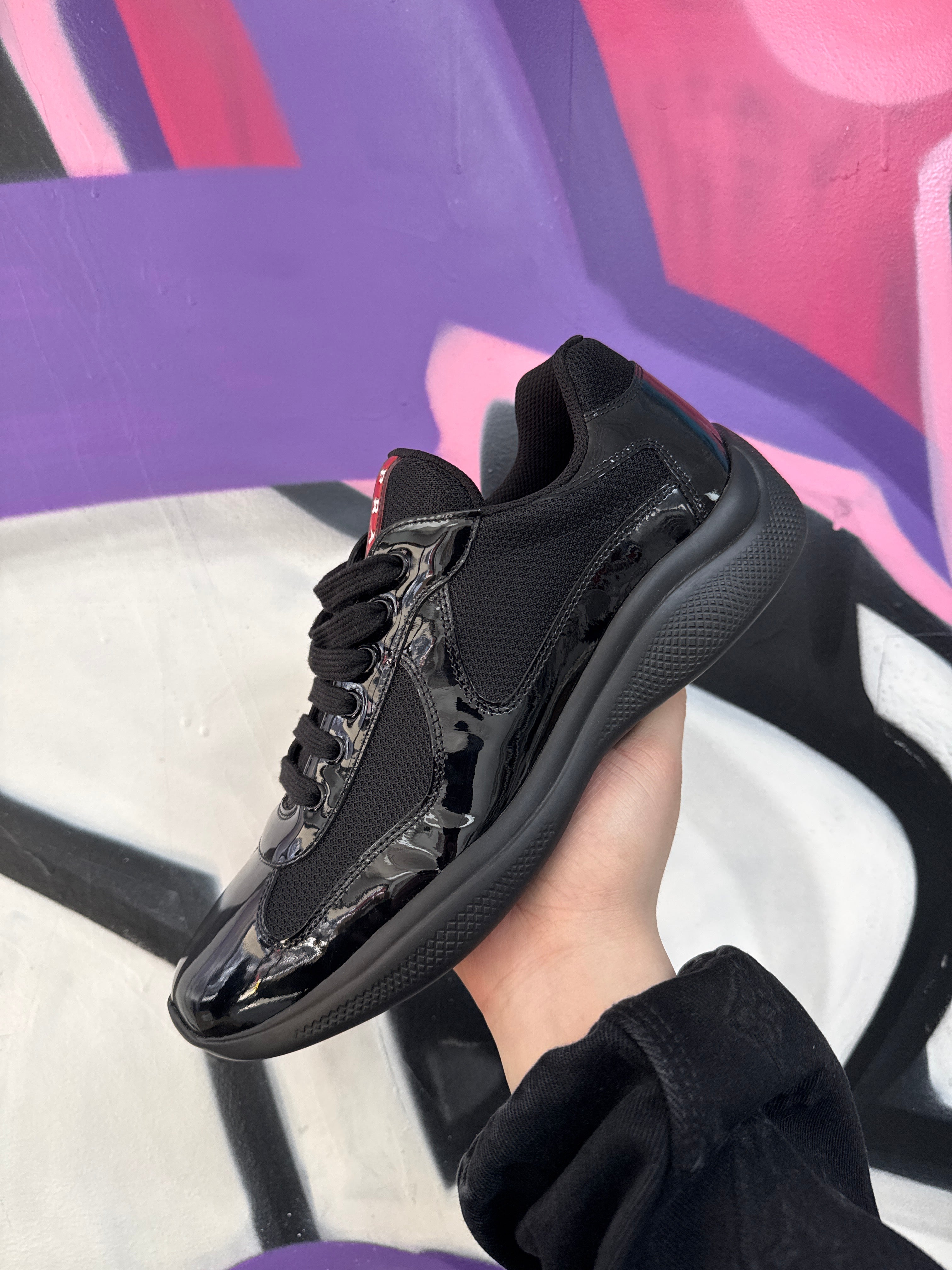 Prada Triple Black Patent Sneakers