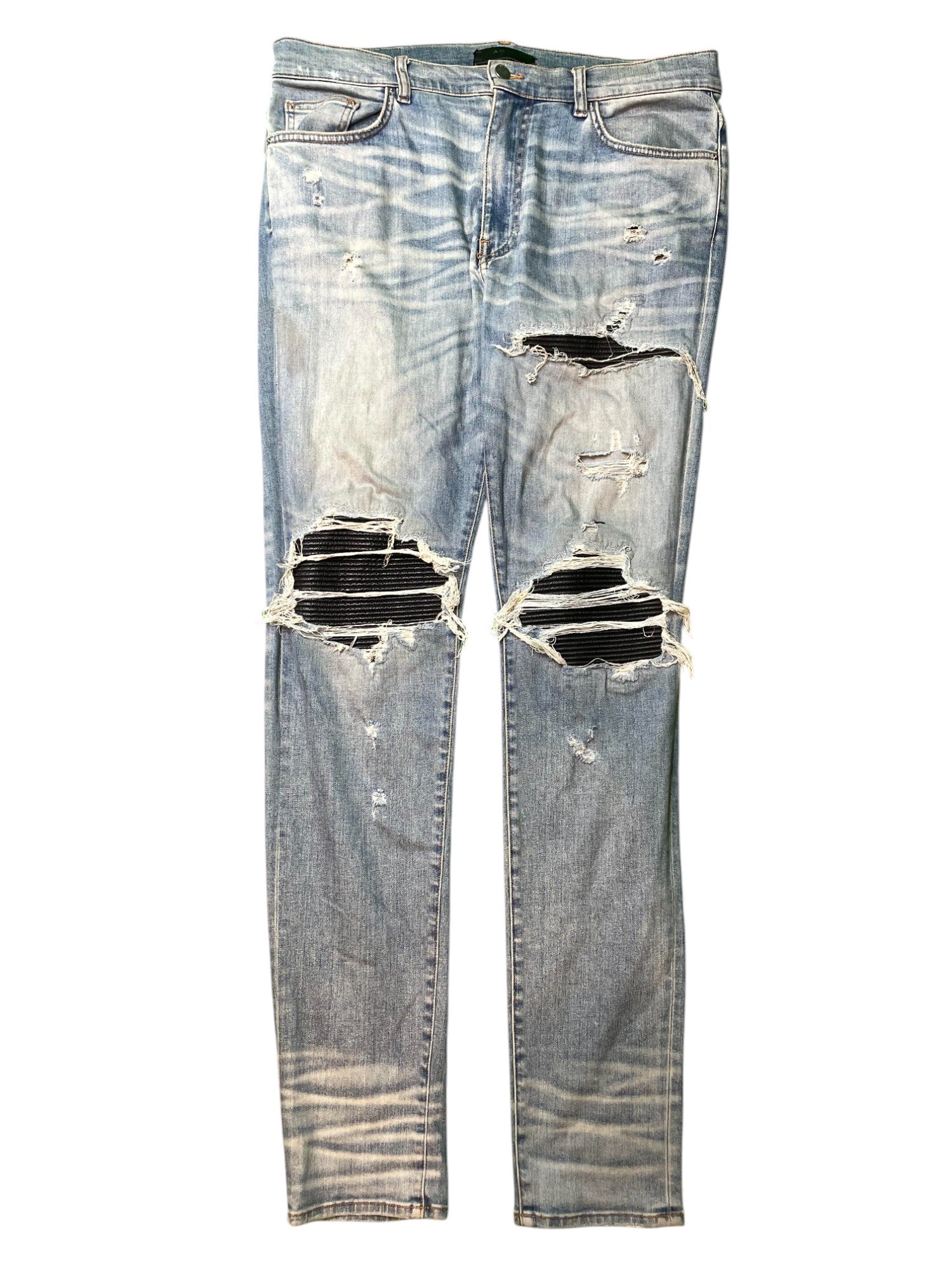 Amiri MX1 Black Patch Dark Wash Blue Jeans