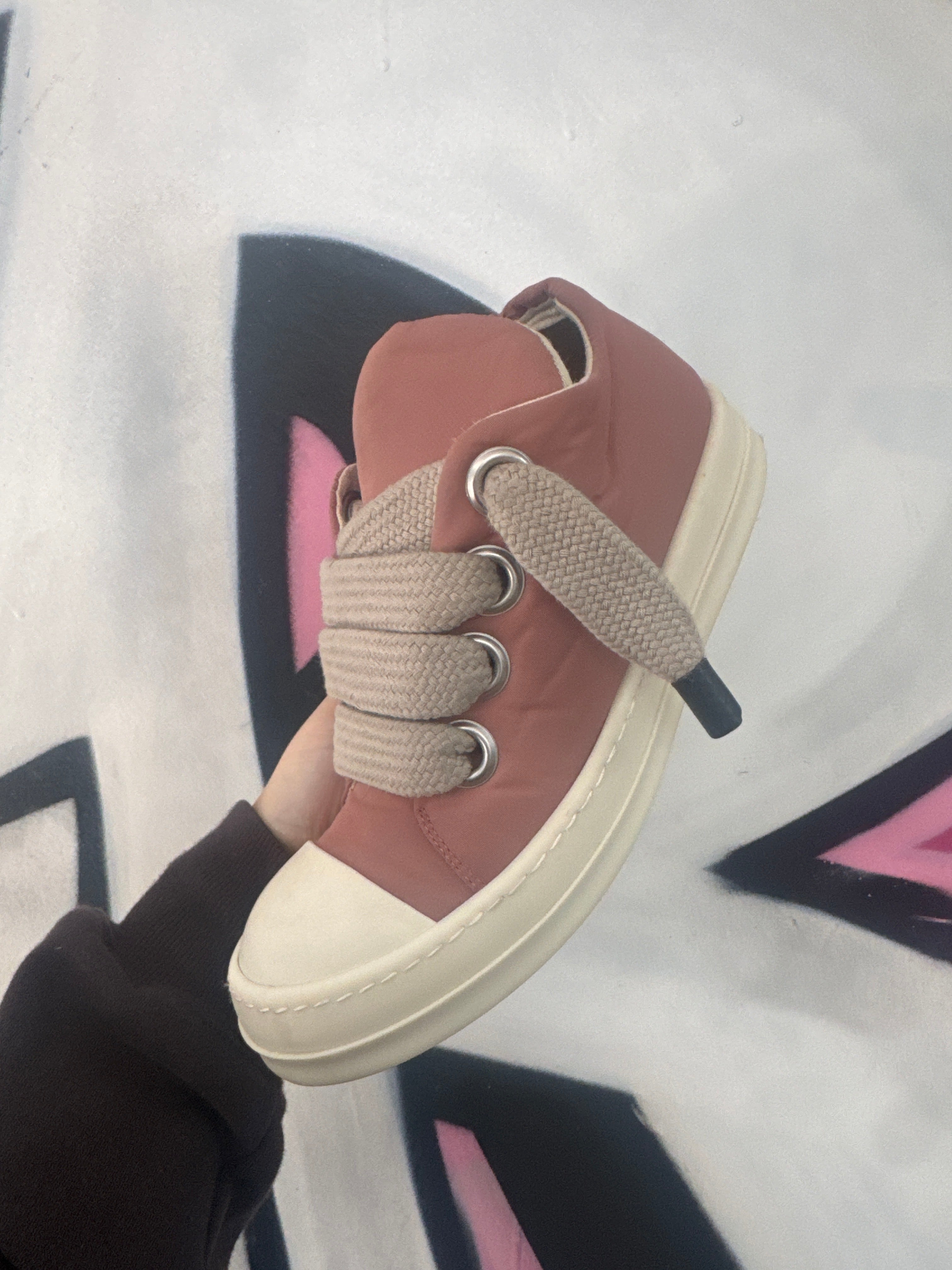 Rick Owens Pink Jumno Lace Nylon Sneakers