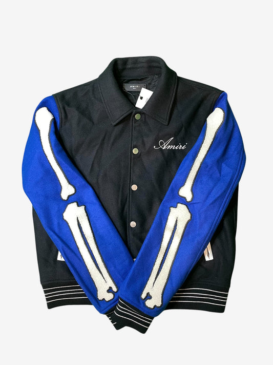 Amiri Black & Blue "Bones" Varsity Jacket