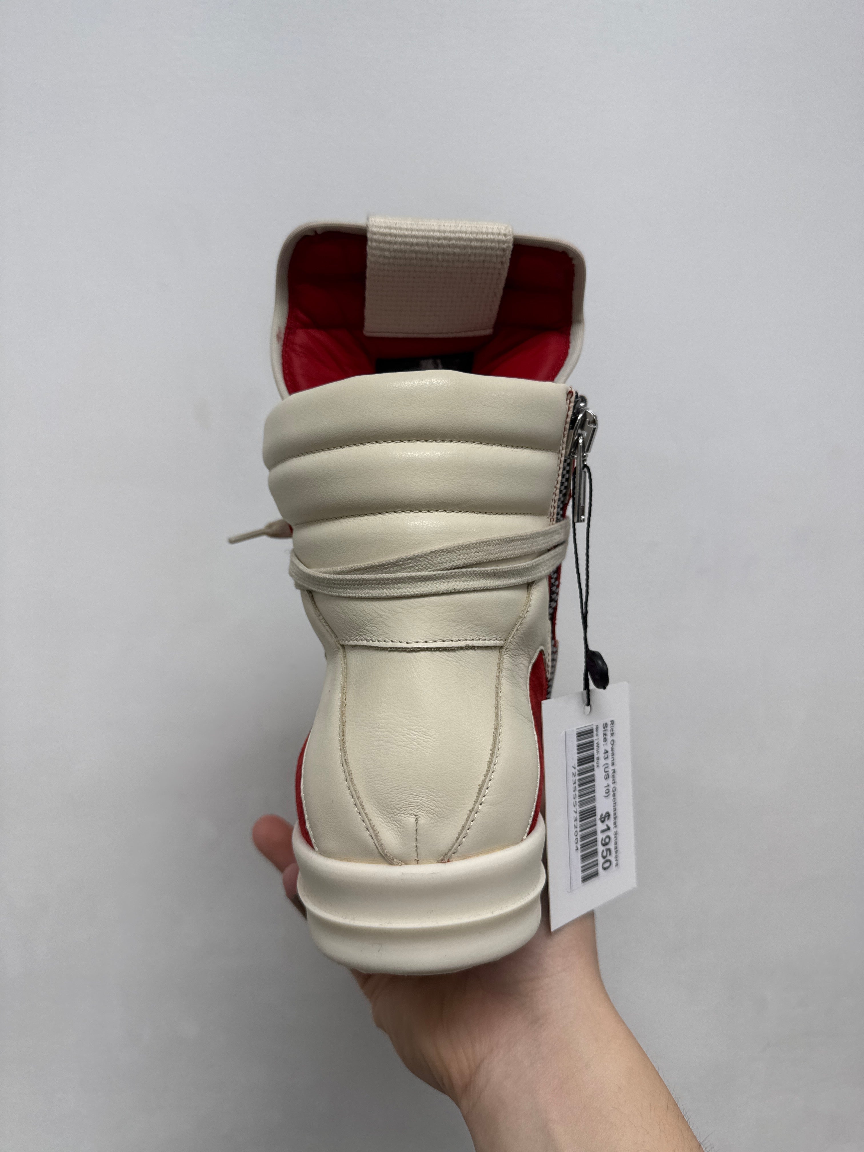 Rick Owens Red Geobasket Sneakers