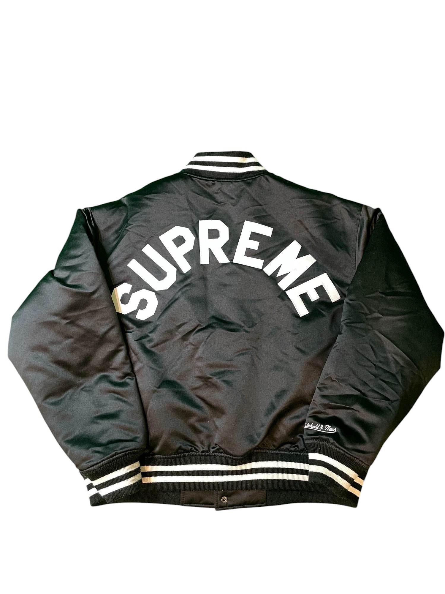 Supreme x Mitchell & Ness Satin Black Varsity Jacket