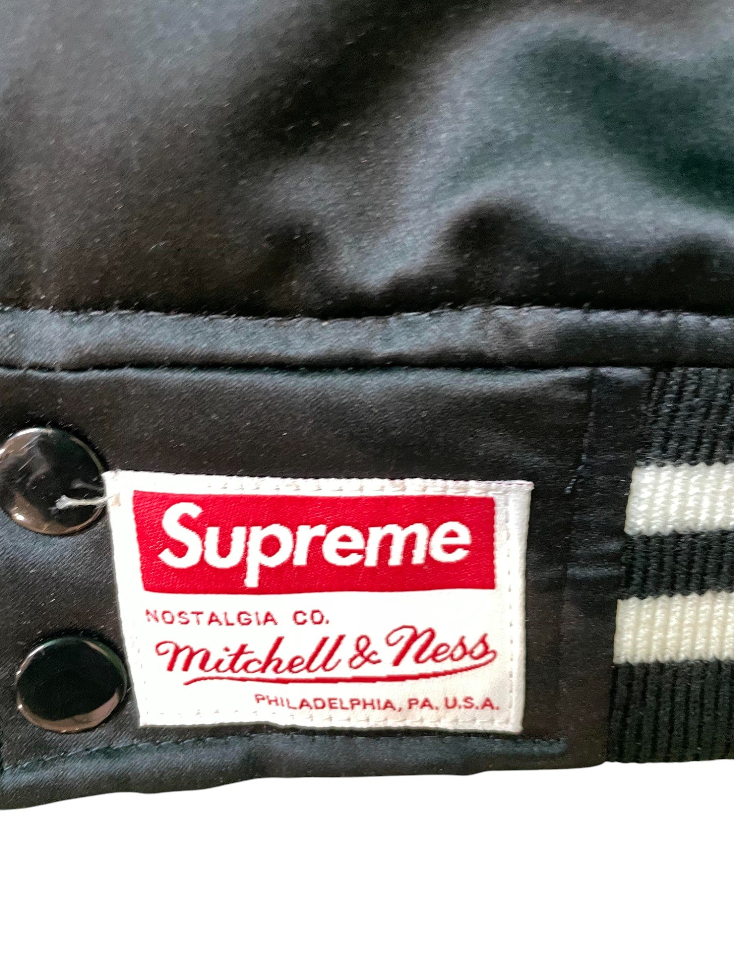 Supreme x Mitchell & Ness Satin Black Varsity Jacket