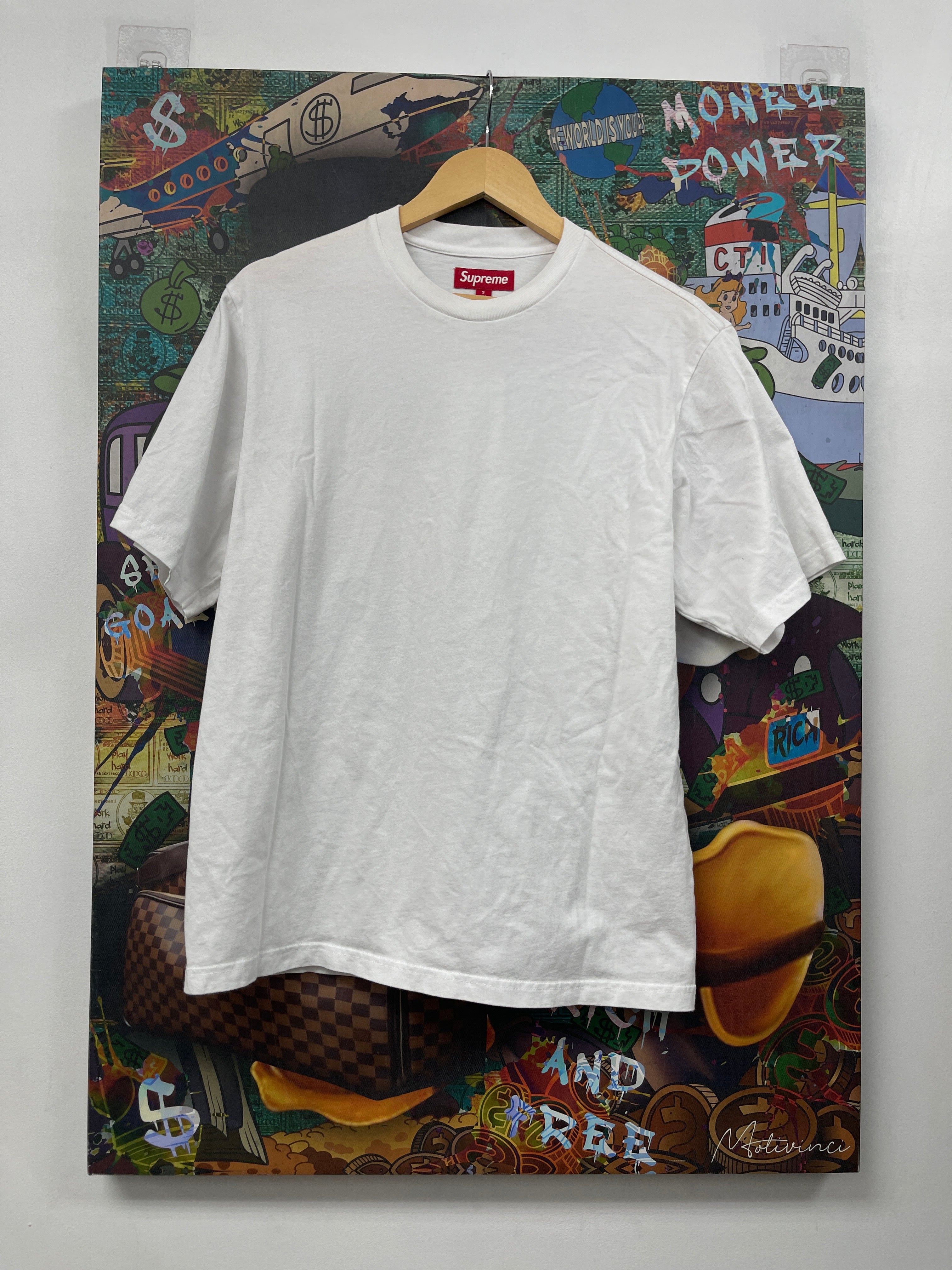 Supreme Blue Red Embroidered Shoulder Logo Tee