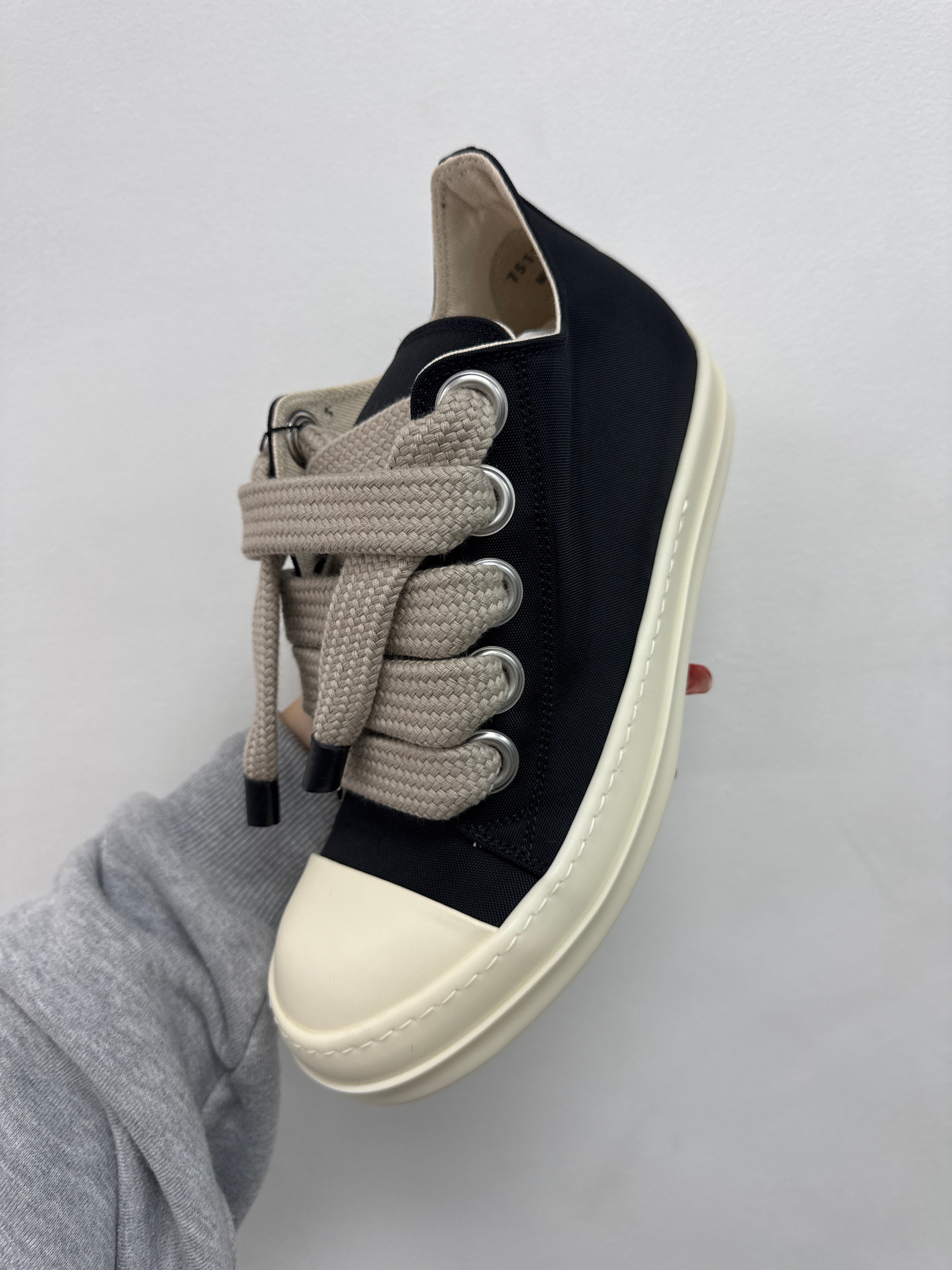 Rick Owens DRKSHDWS Jumbo Lace Low Top Black Milk