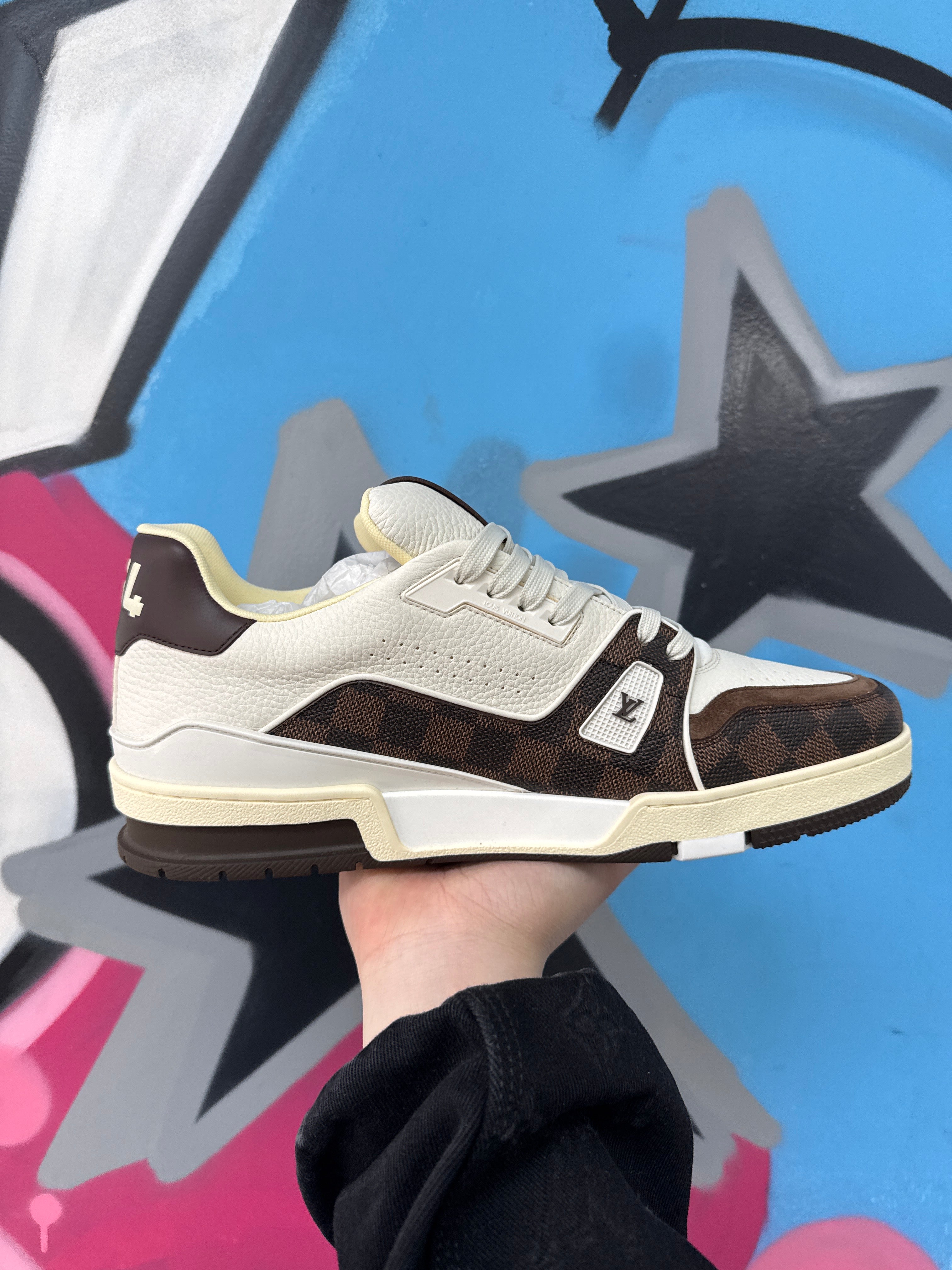 Louis Vuitton Chocolate Brown White Monogram Trainer Sneakers