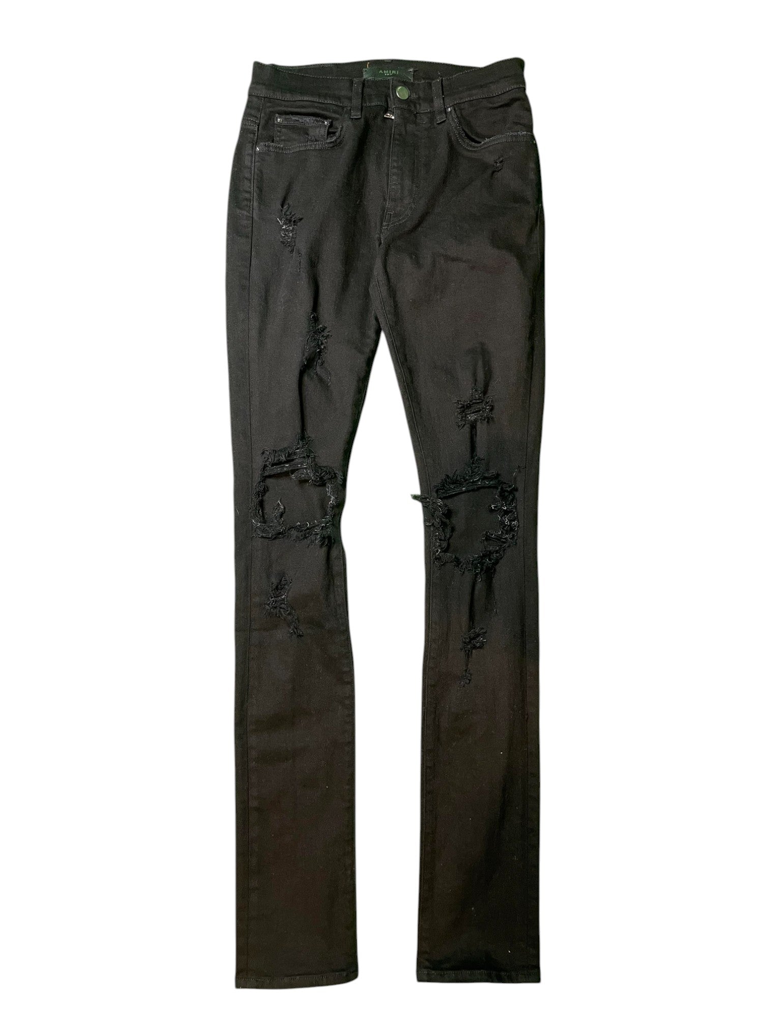 Amiri Thrasher Ripped Plain Black Jeans