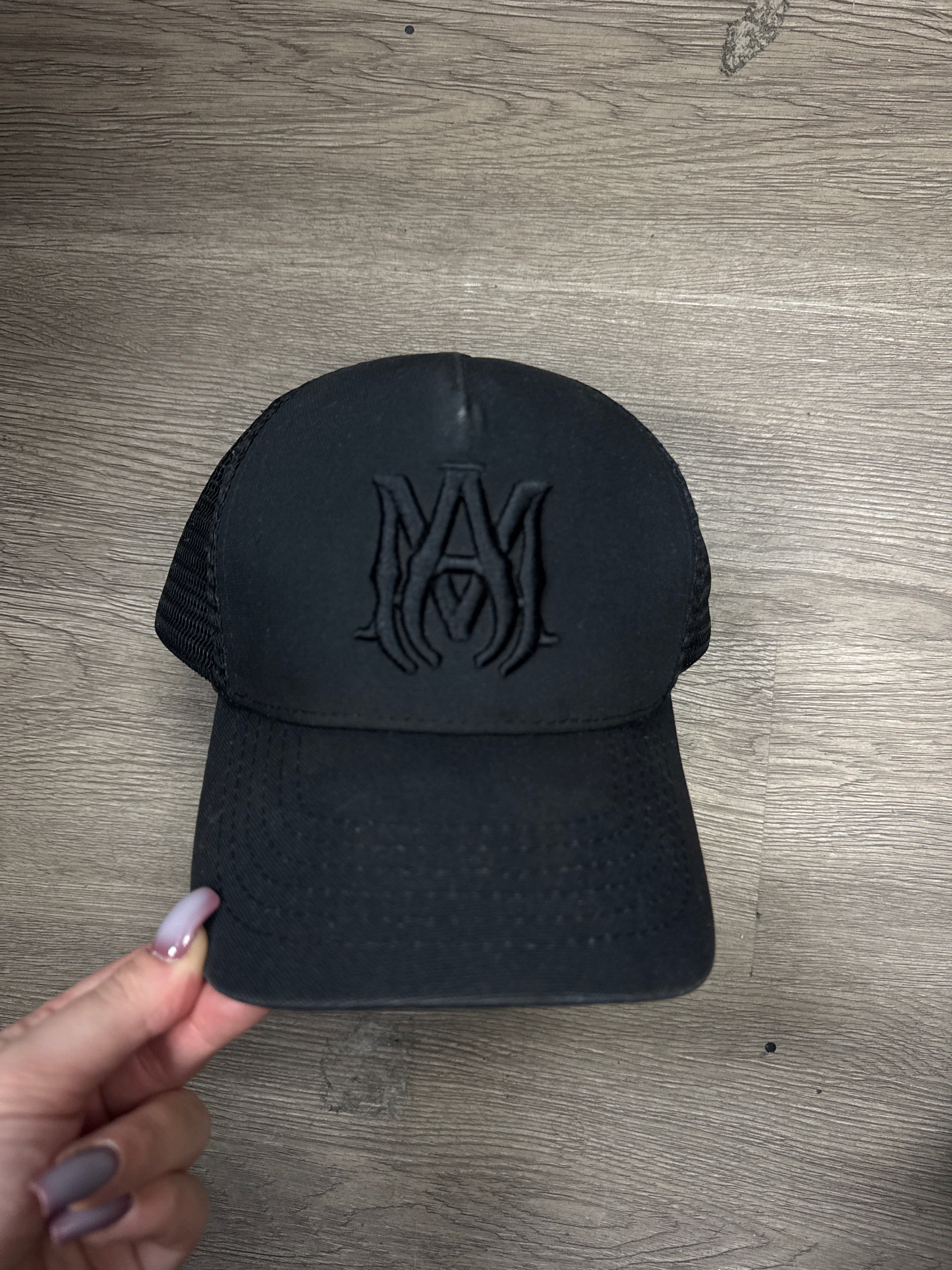 Amiri Black MA Trucker Hat