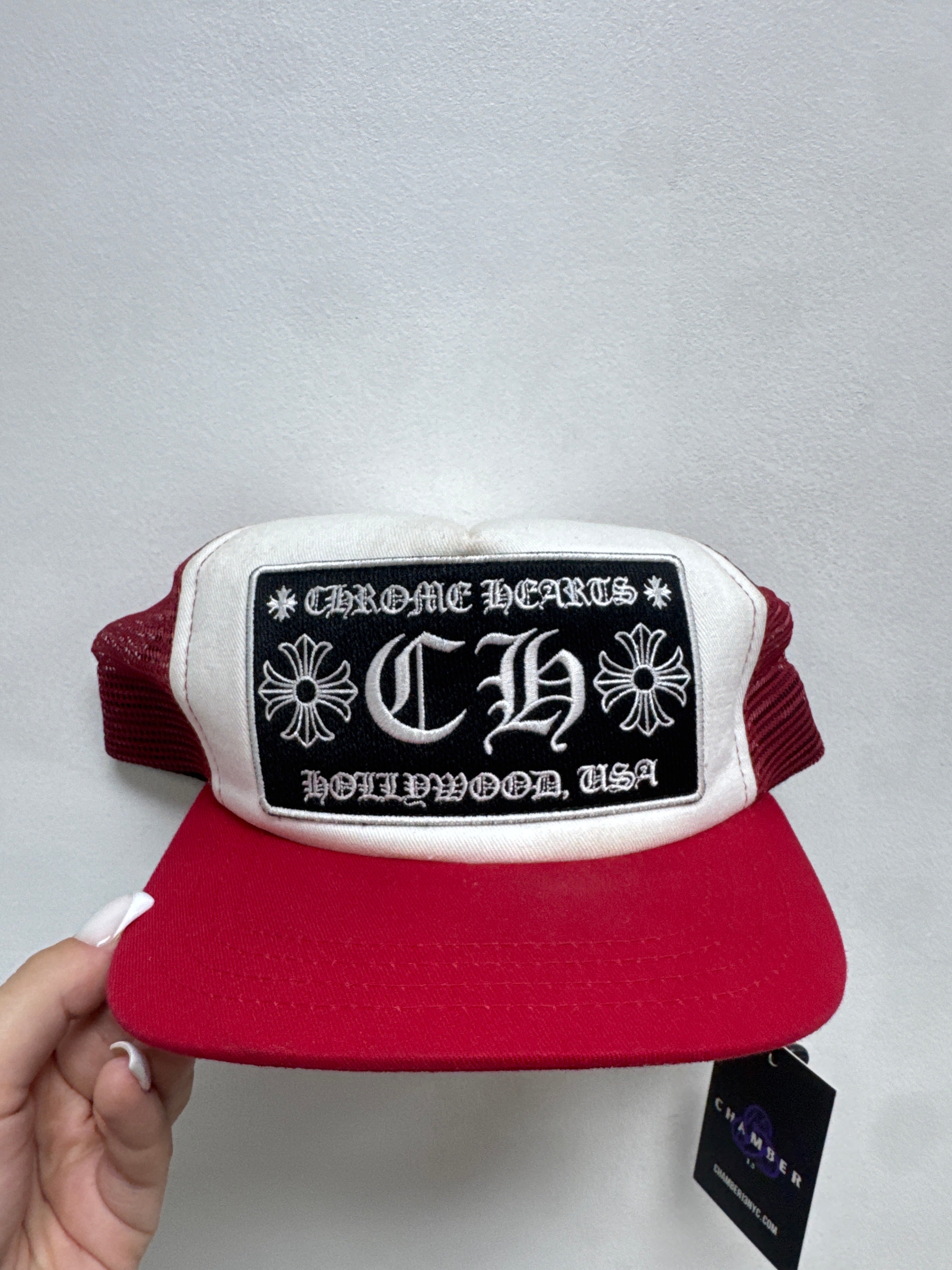 Chrome  Hearts Red White CH Hat