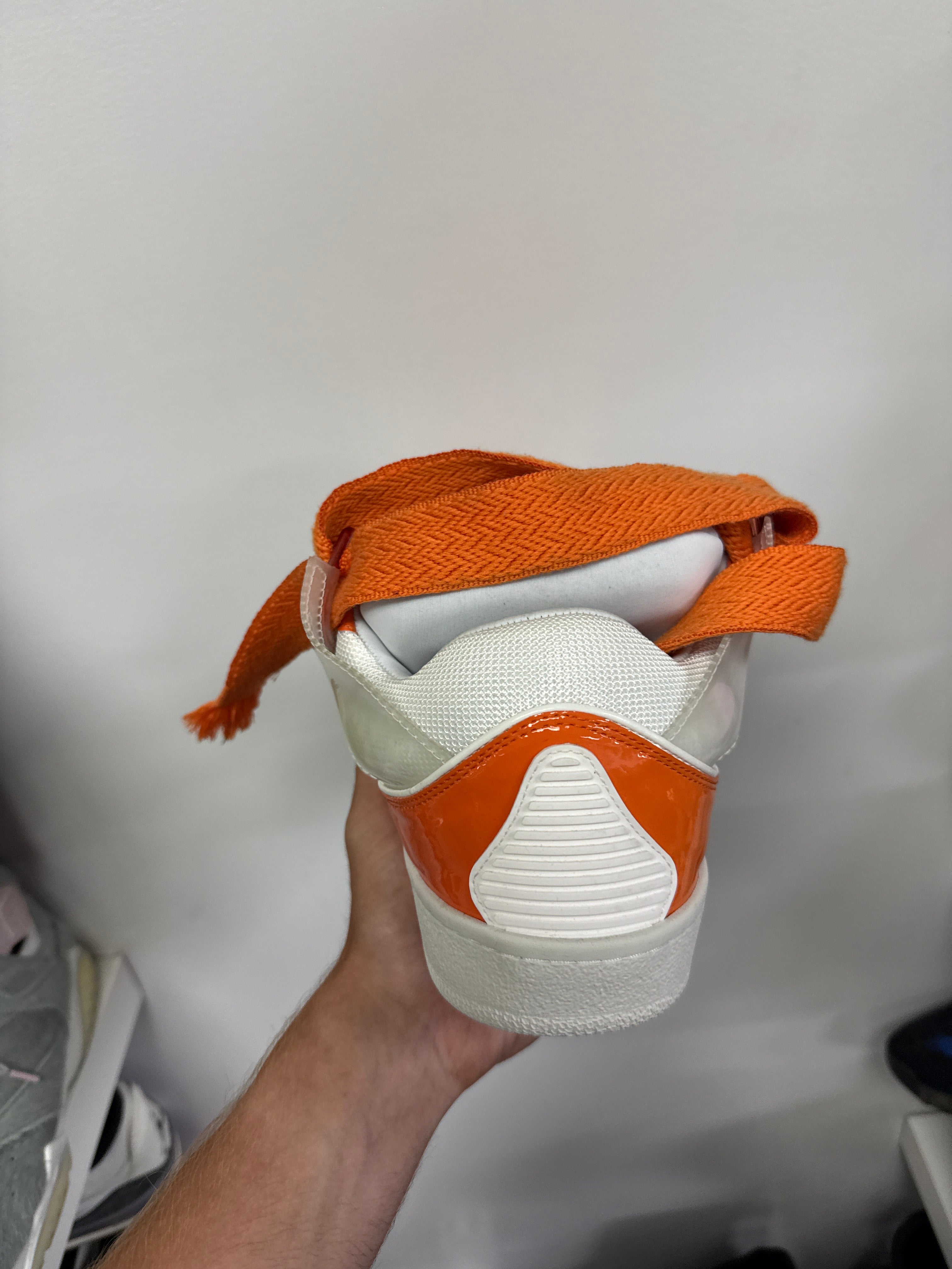 Lanvin White Orange Curb Sneakers