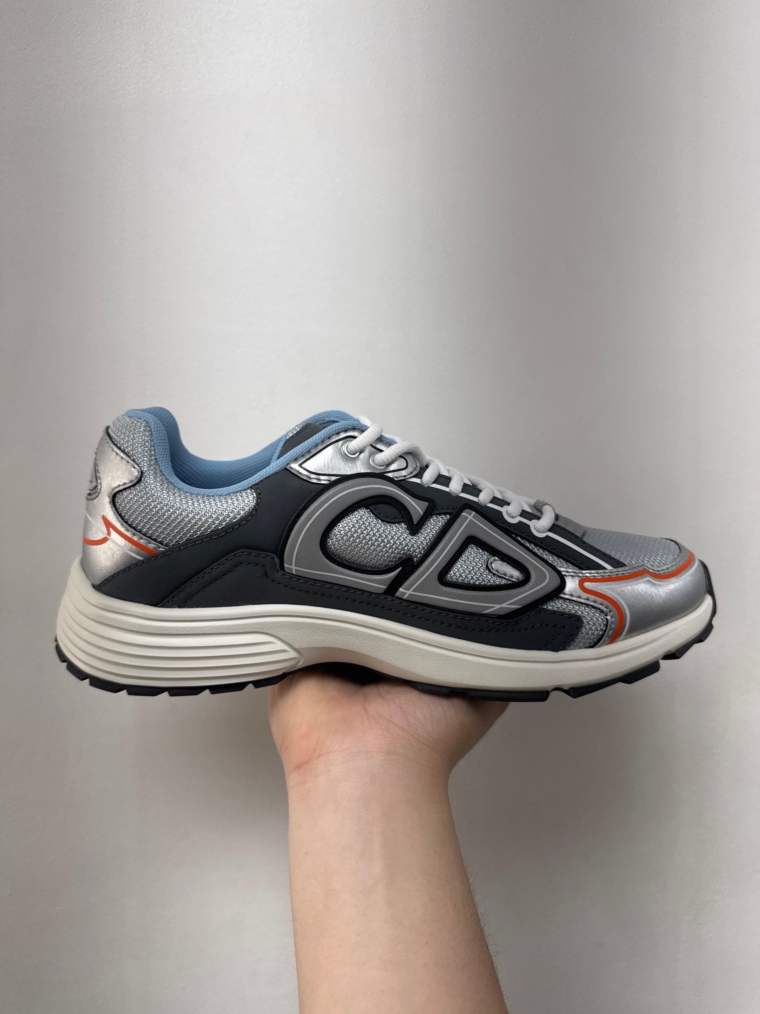 Dior B30 Silver Grey Orange Blue Sneakers