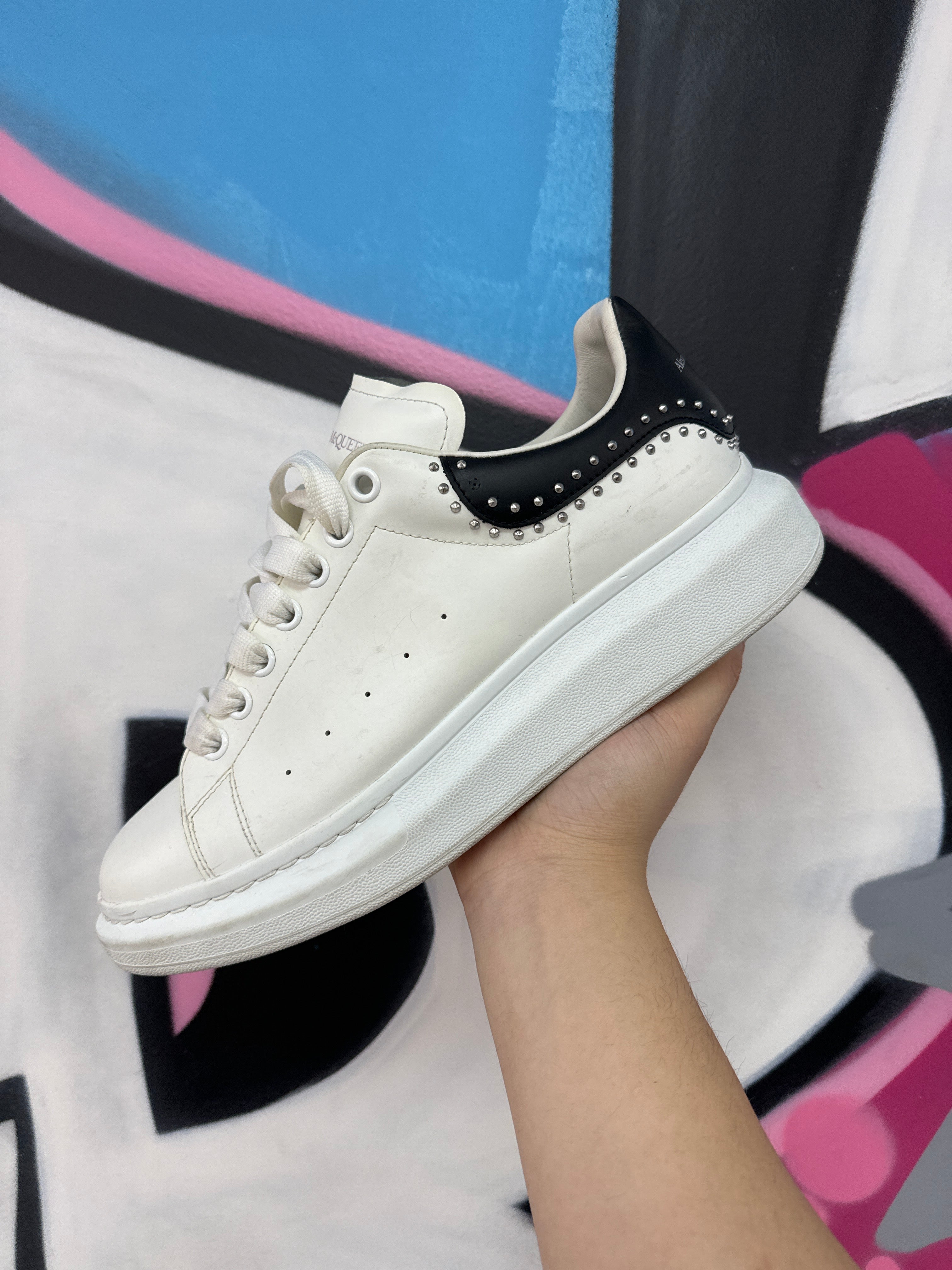 Alexander Mcqueen White Black Oversized Studded Sneakers