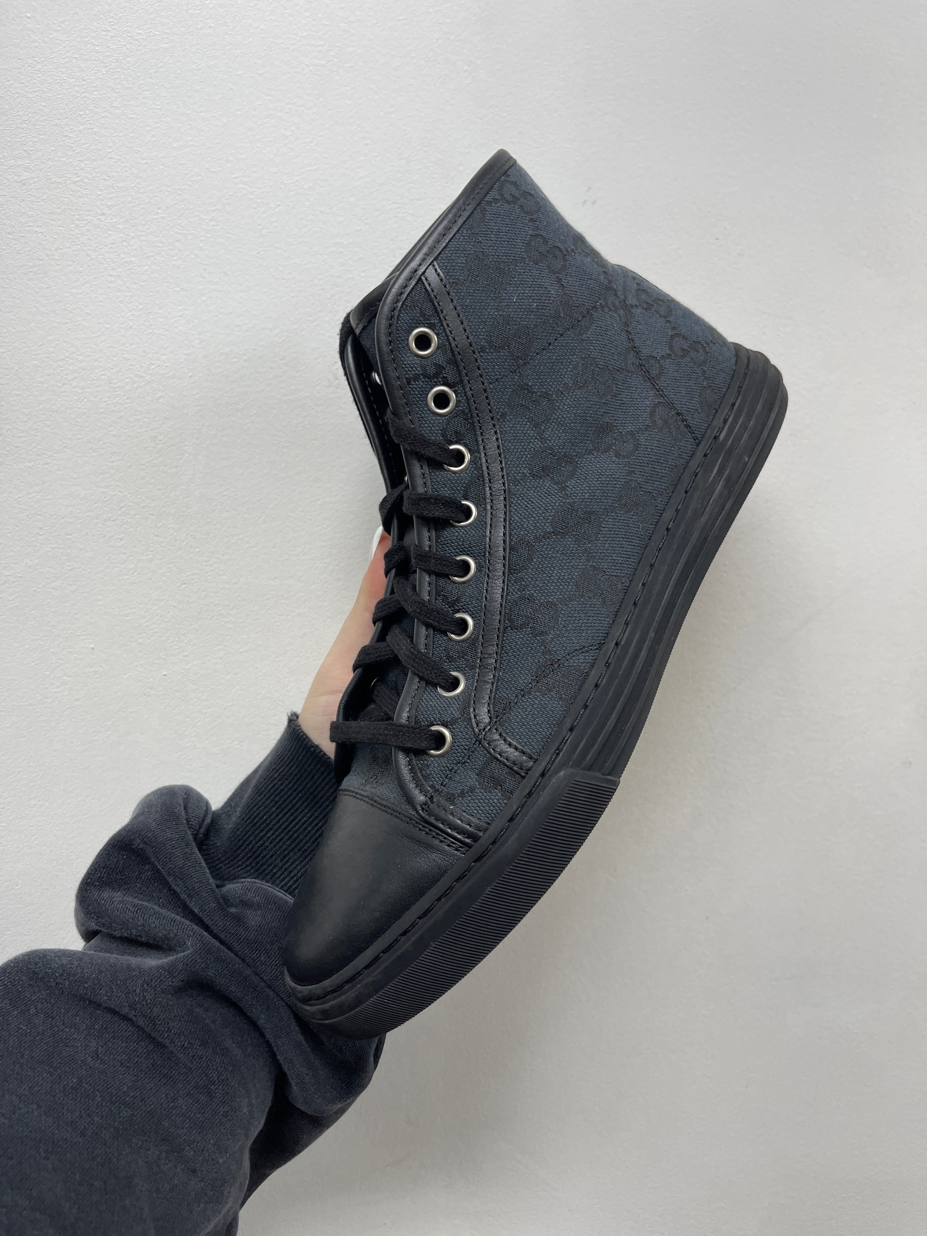 Gucci Black Monogram GG Canvas Hi Sneakers
