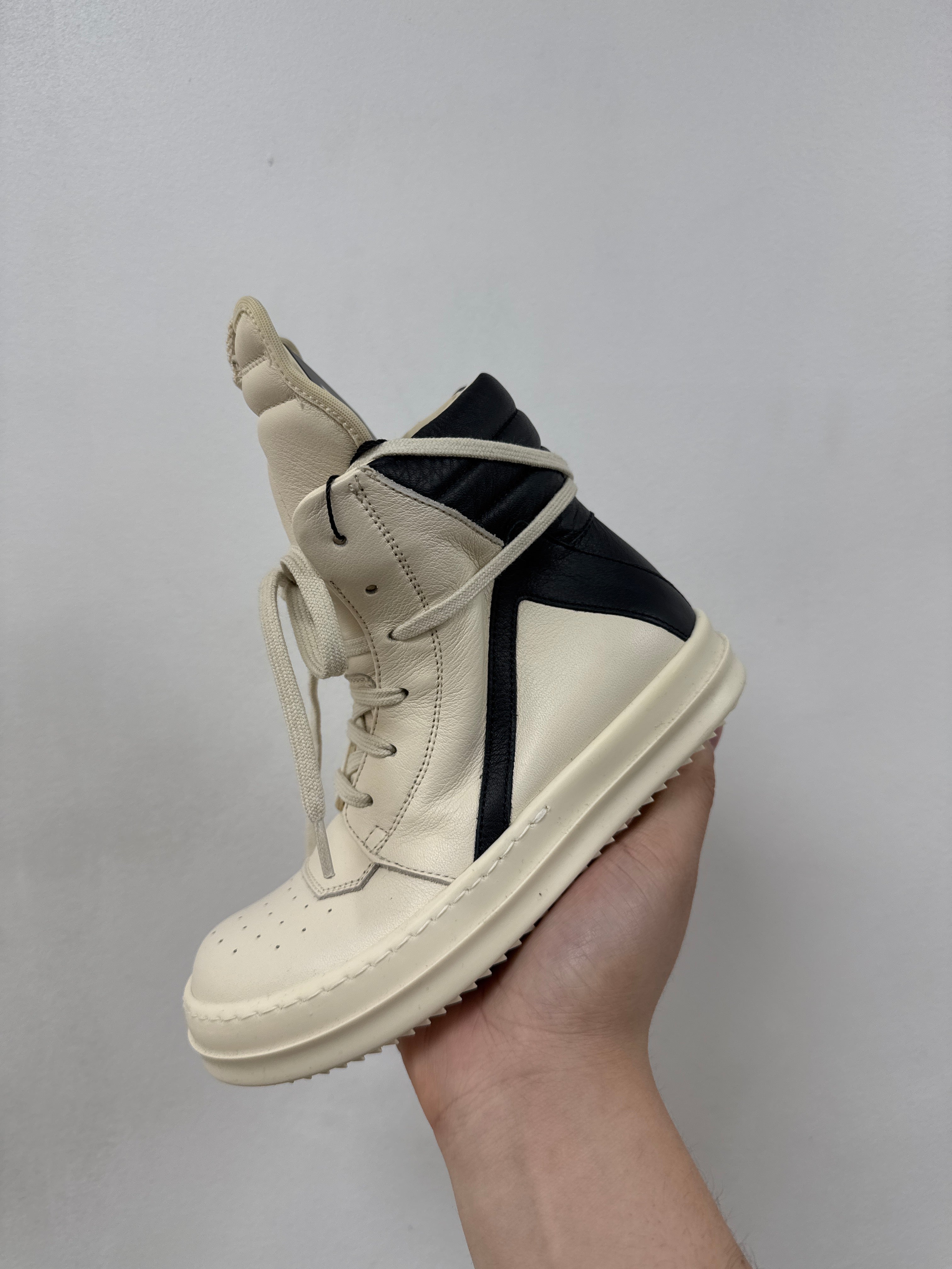Rick Owens 'Geobasket Jumbo Lace' Hi Black & Milk Sneakers (Kid's)