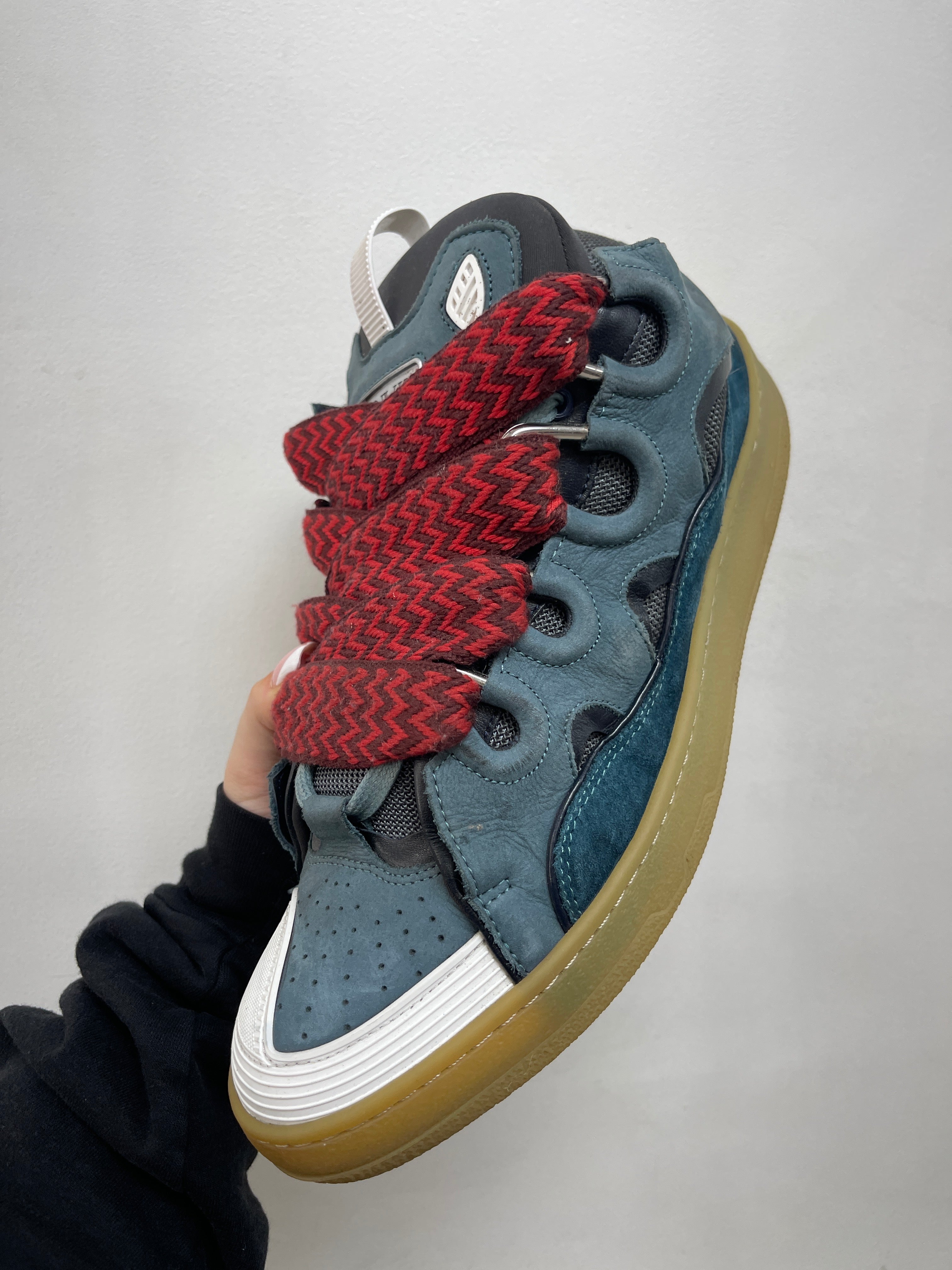 Lanvin Blue Red Curb Sneakers