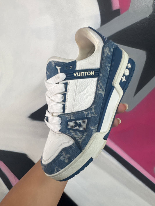 LV Denim Monogram Trainer Blue Used No Box