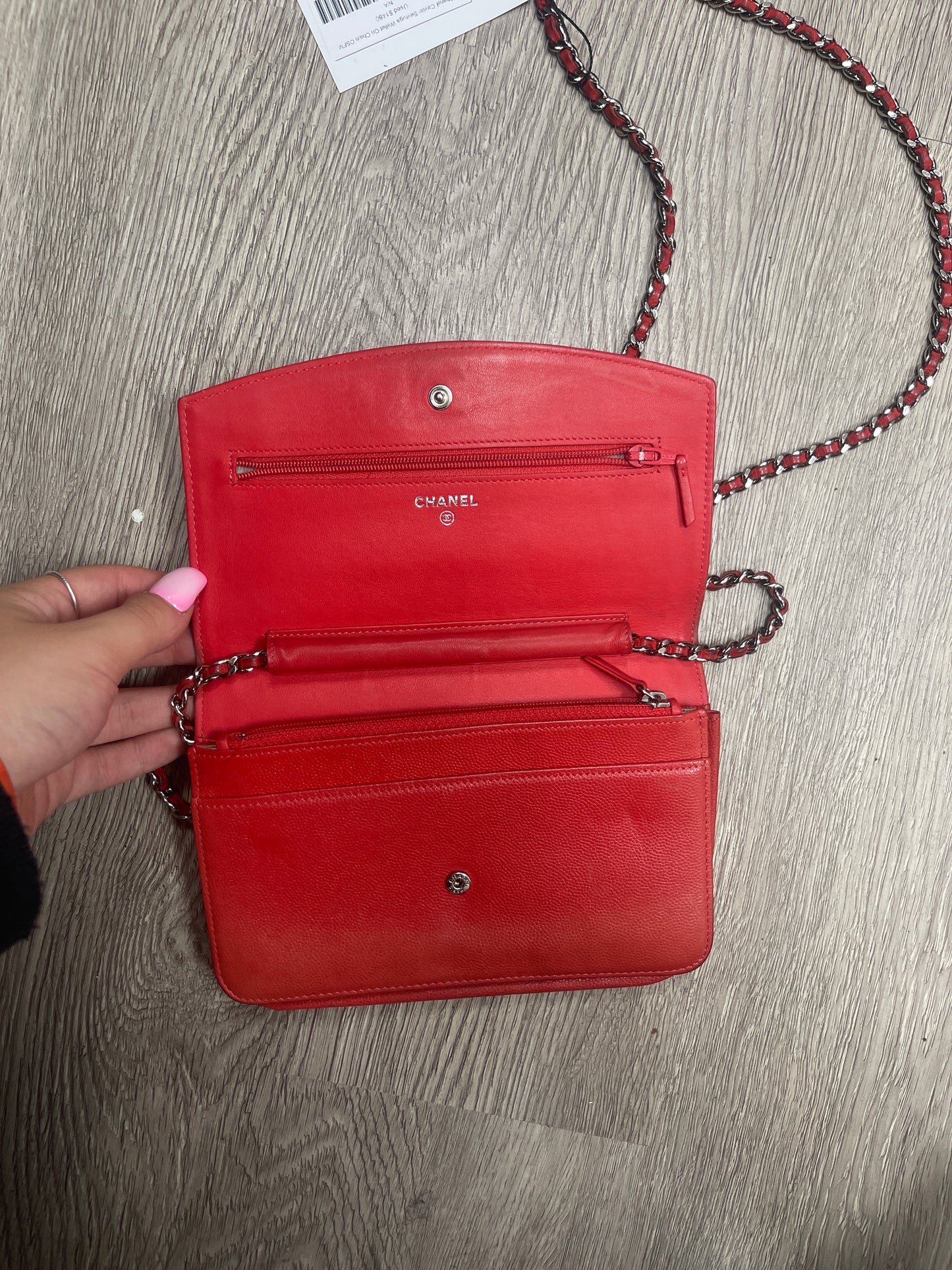 Chanel Caviar Sevruga Wallet On Chain Used OSFM N/A