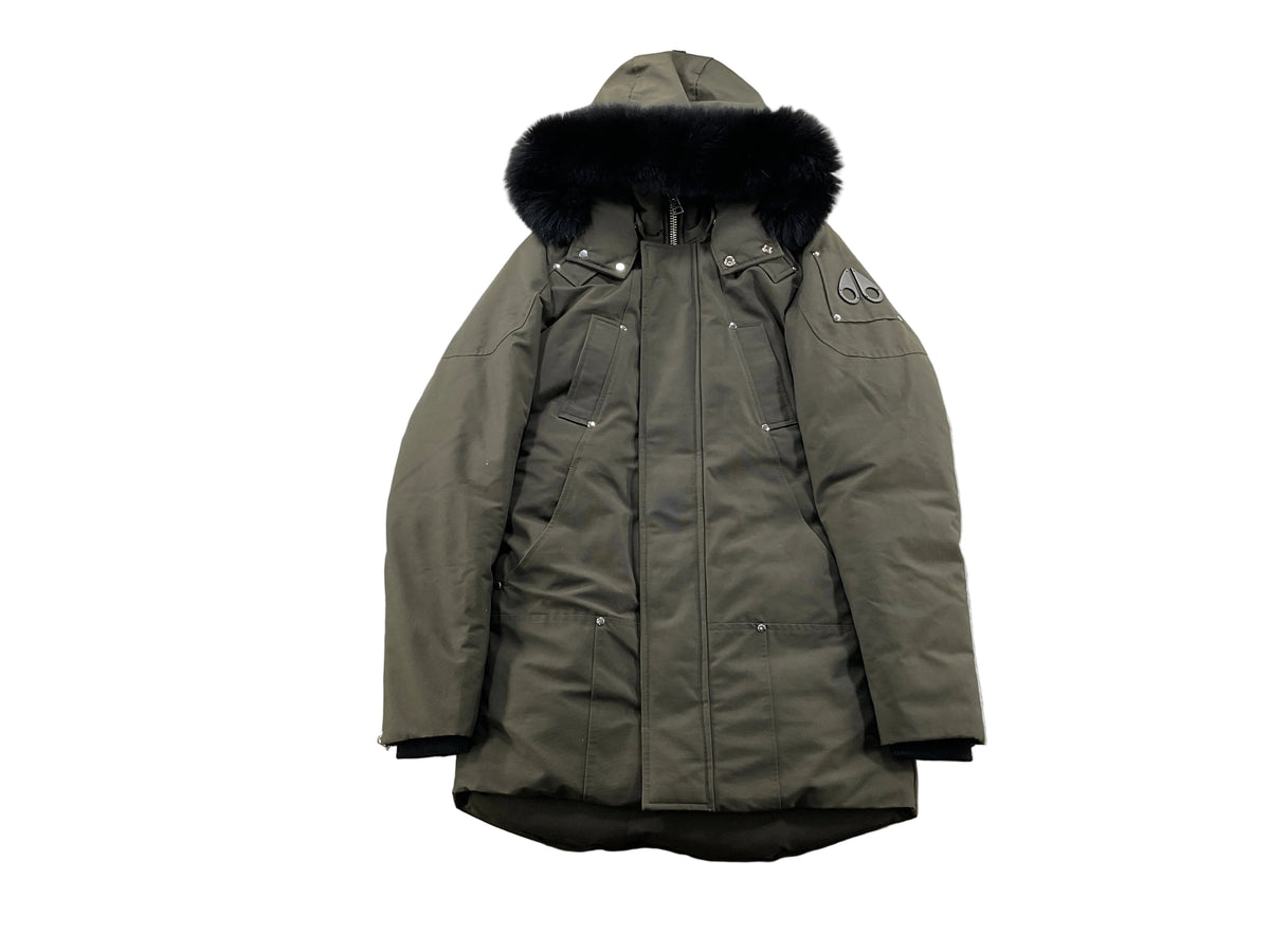 Moose Knuckles Olive Black Fur Parka Jacket