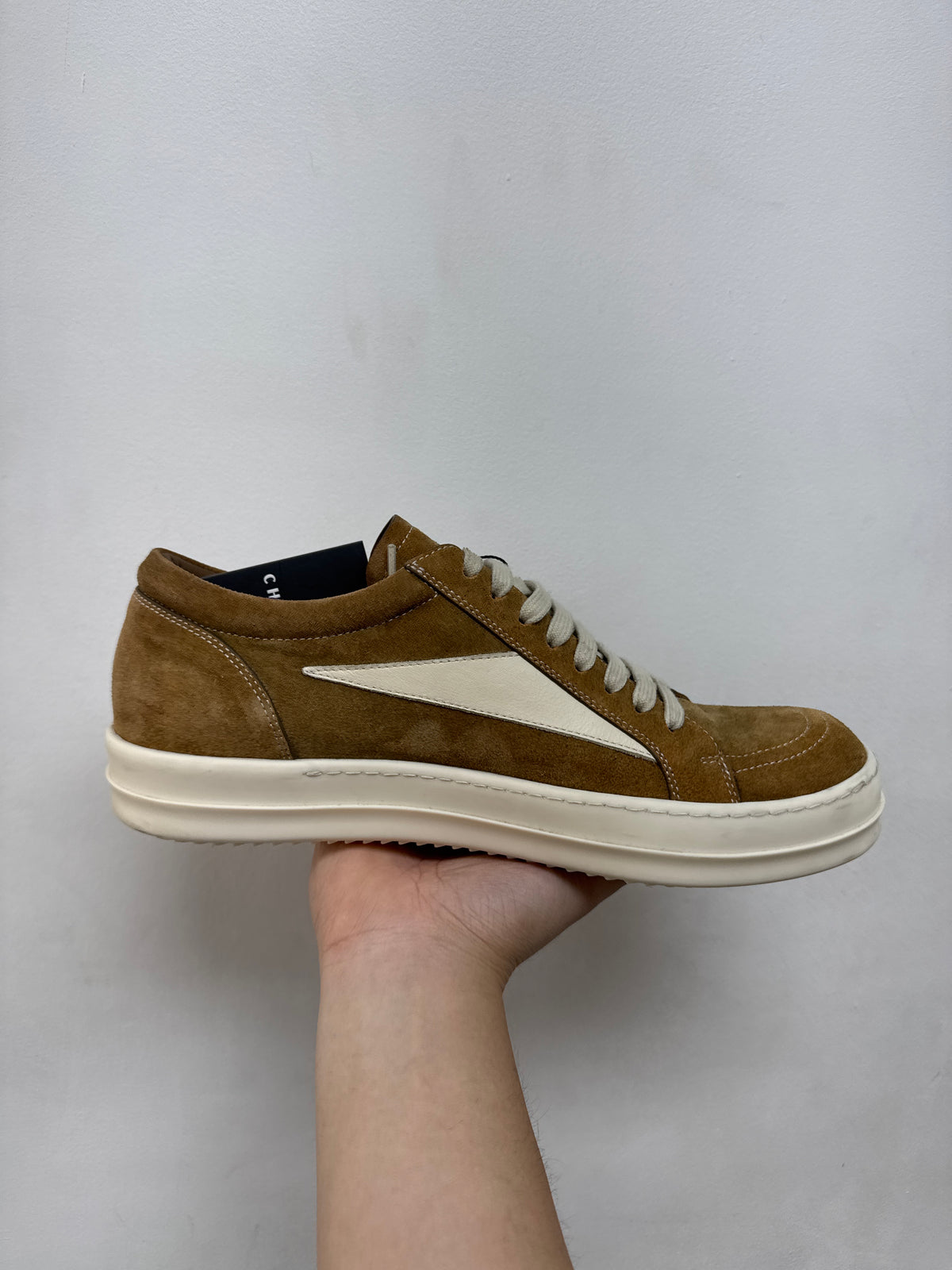 Rick Owens Brown Milk Suede Vintage Sneakers