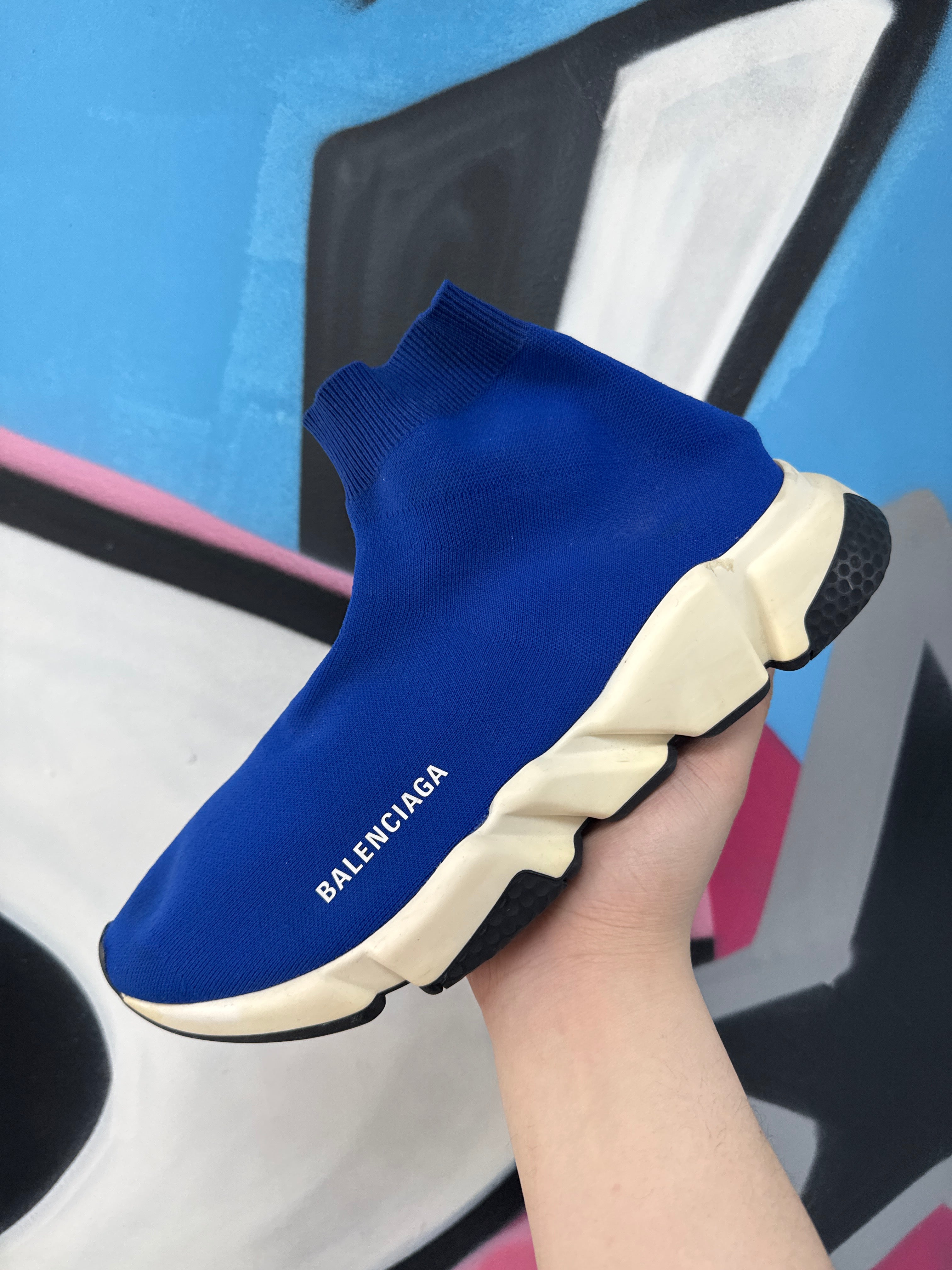 Balenciaga Blue White Sock Runner Sneakers