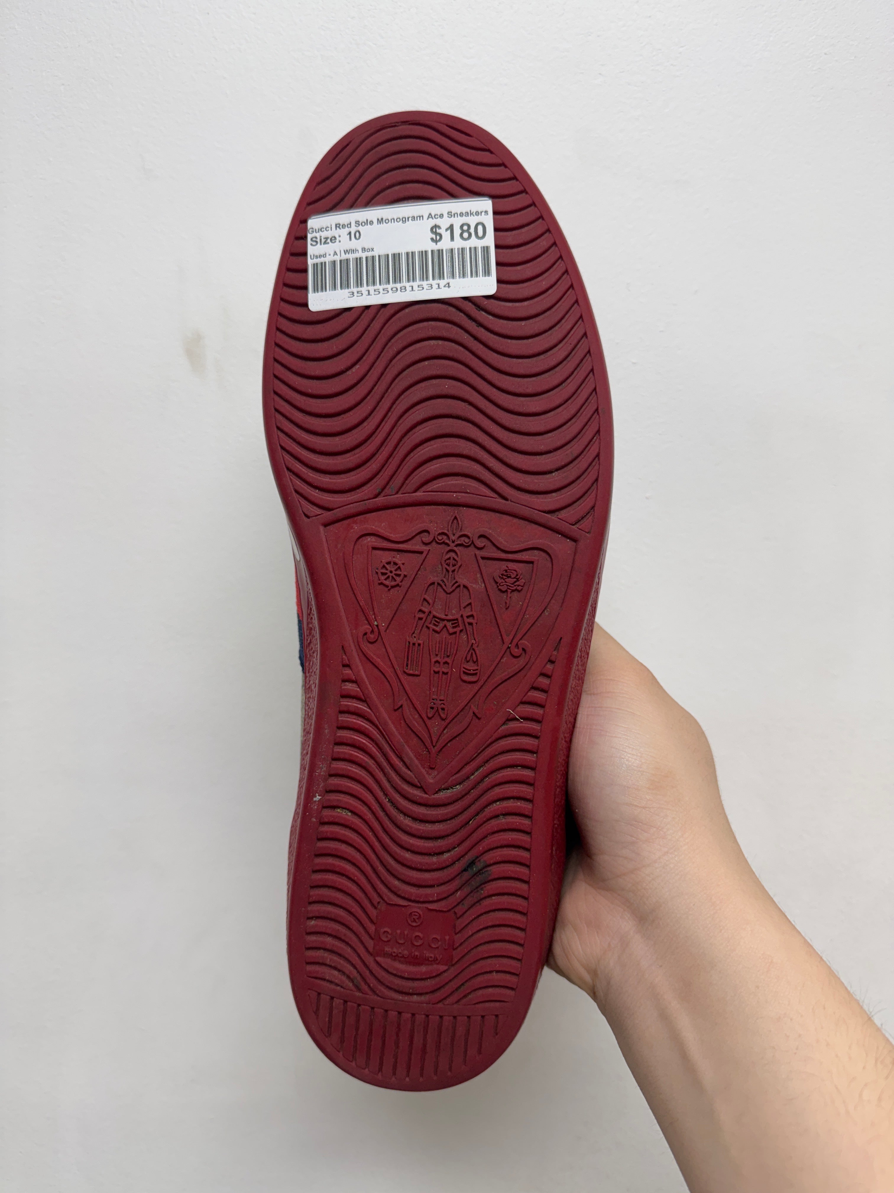 Gucci Red Sole Monogram Ace Sneakers