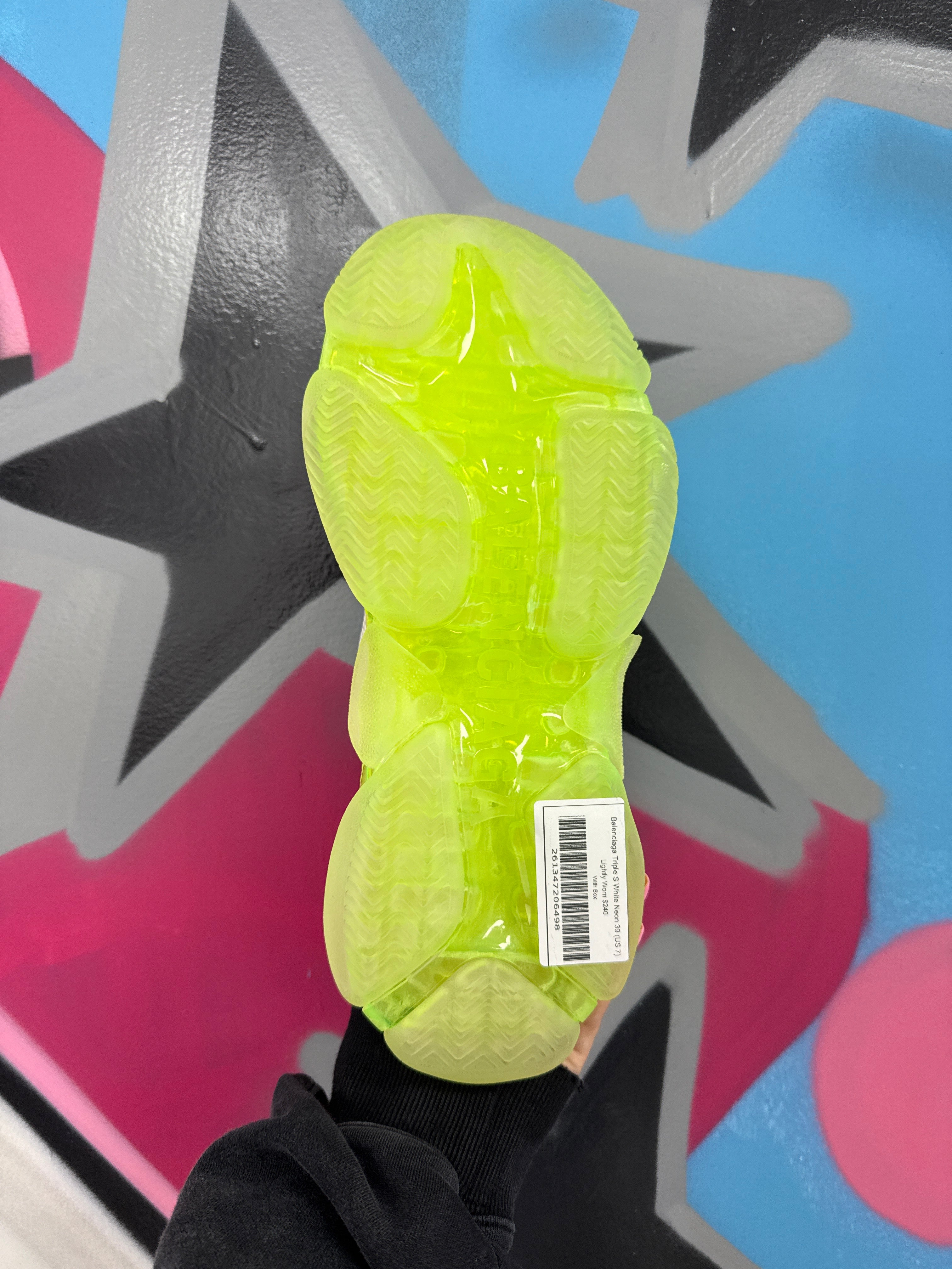 Balenciaga Triple S White Neon Lightly Worn 39 (US 7) With Box