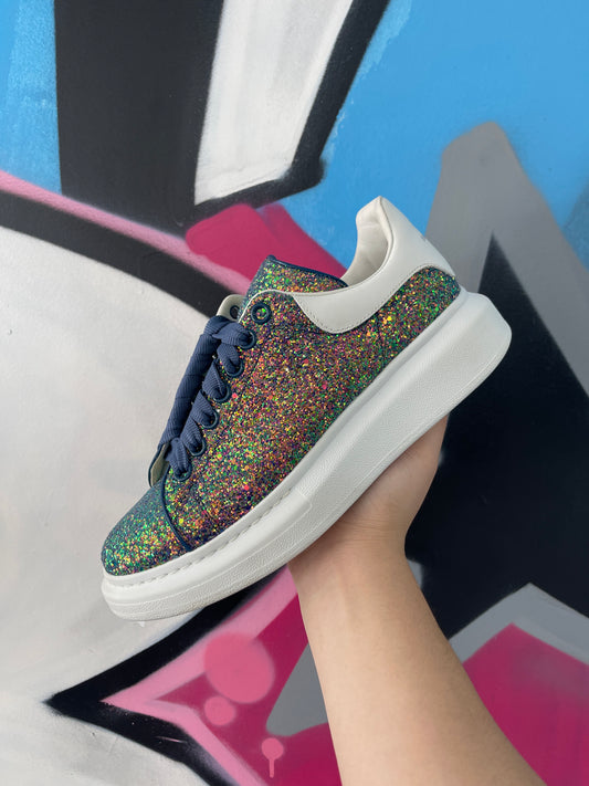 McQueen Oversized Sneaker Blue Glitter Like New No Box