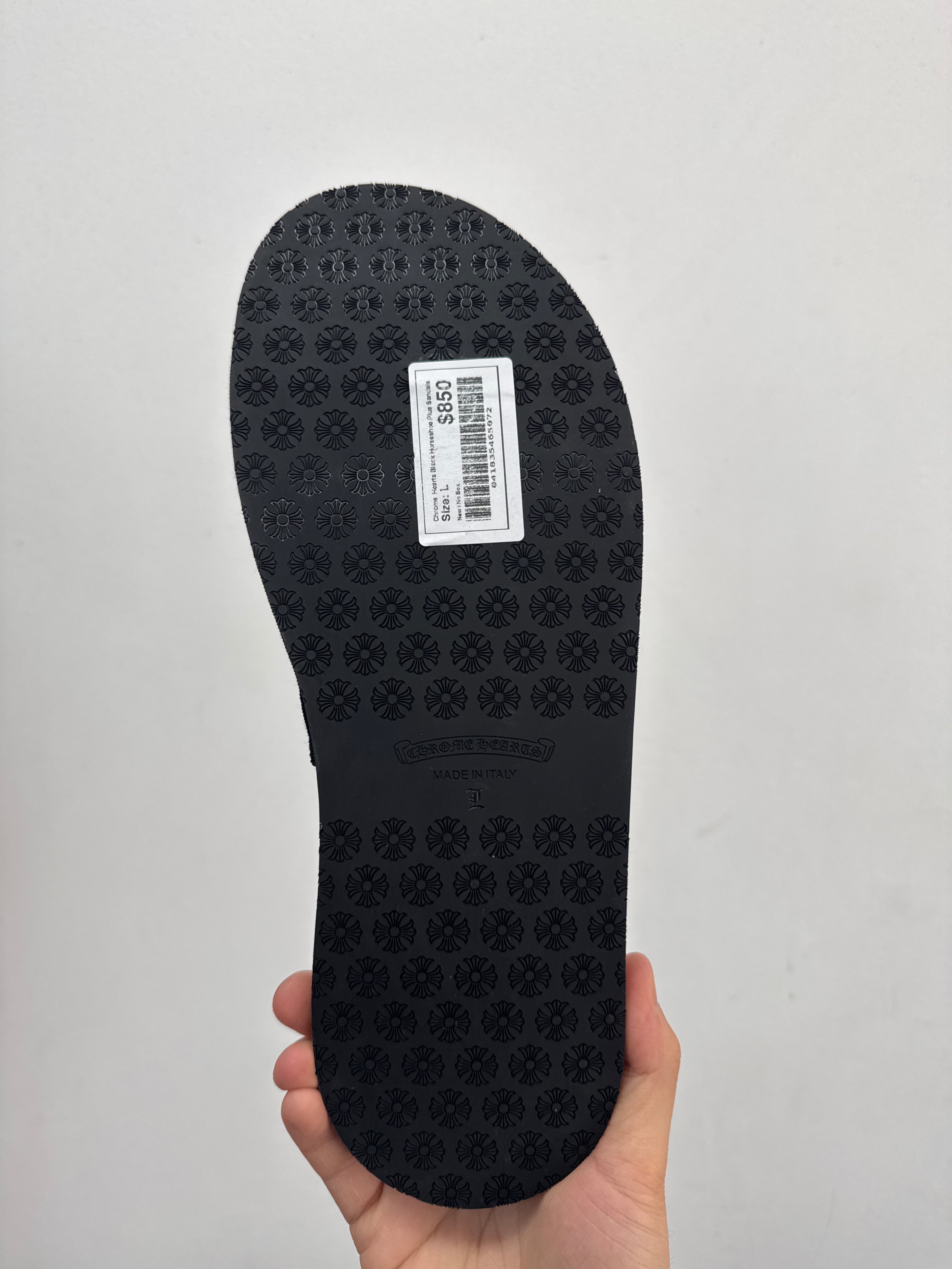 Chrome  Hearts Black Horseshoe Plus Sandals