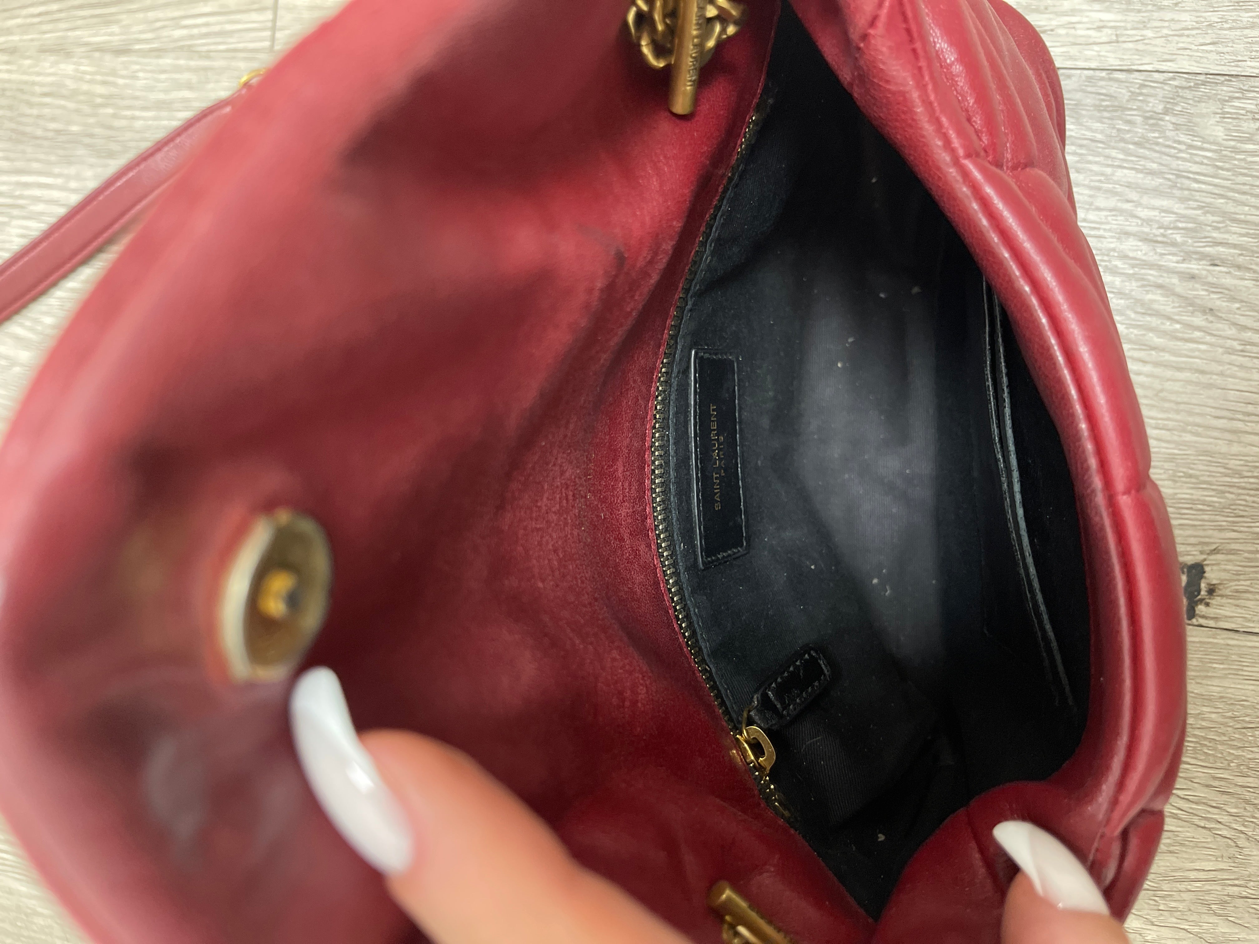 YSL Rouge Cabernet Puffer Toy Quilted Lambskin Shoulder Bag