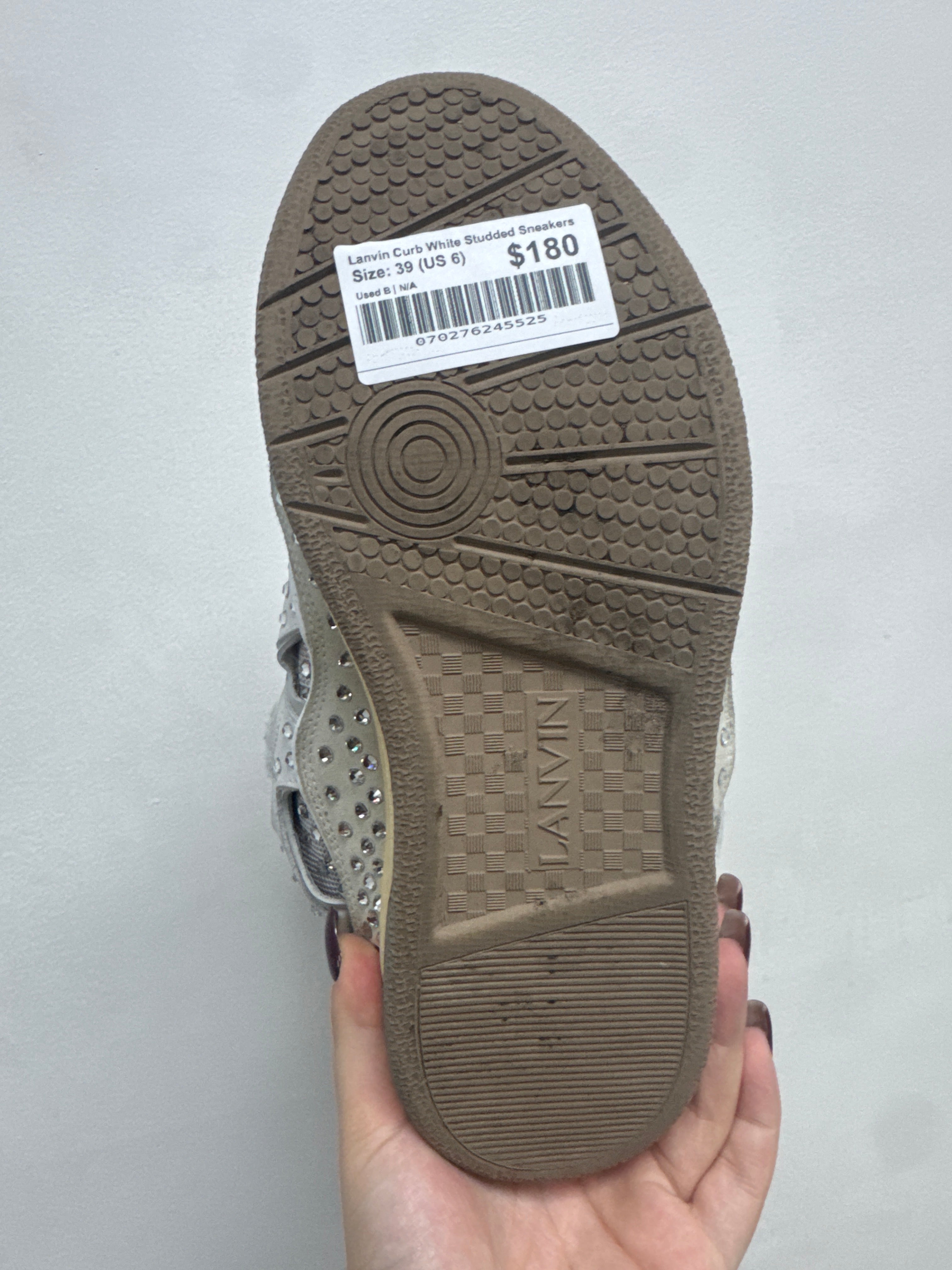 Lanvin Curb White Studded Sneakers