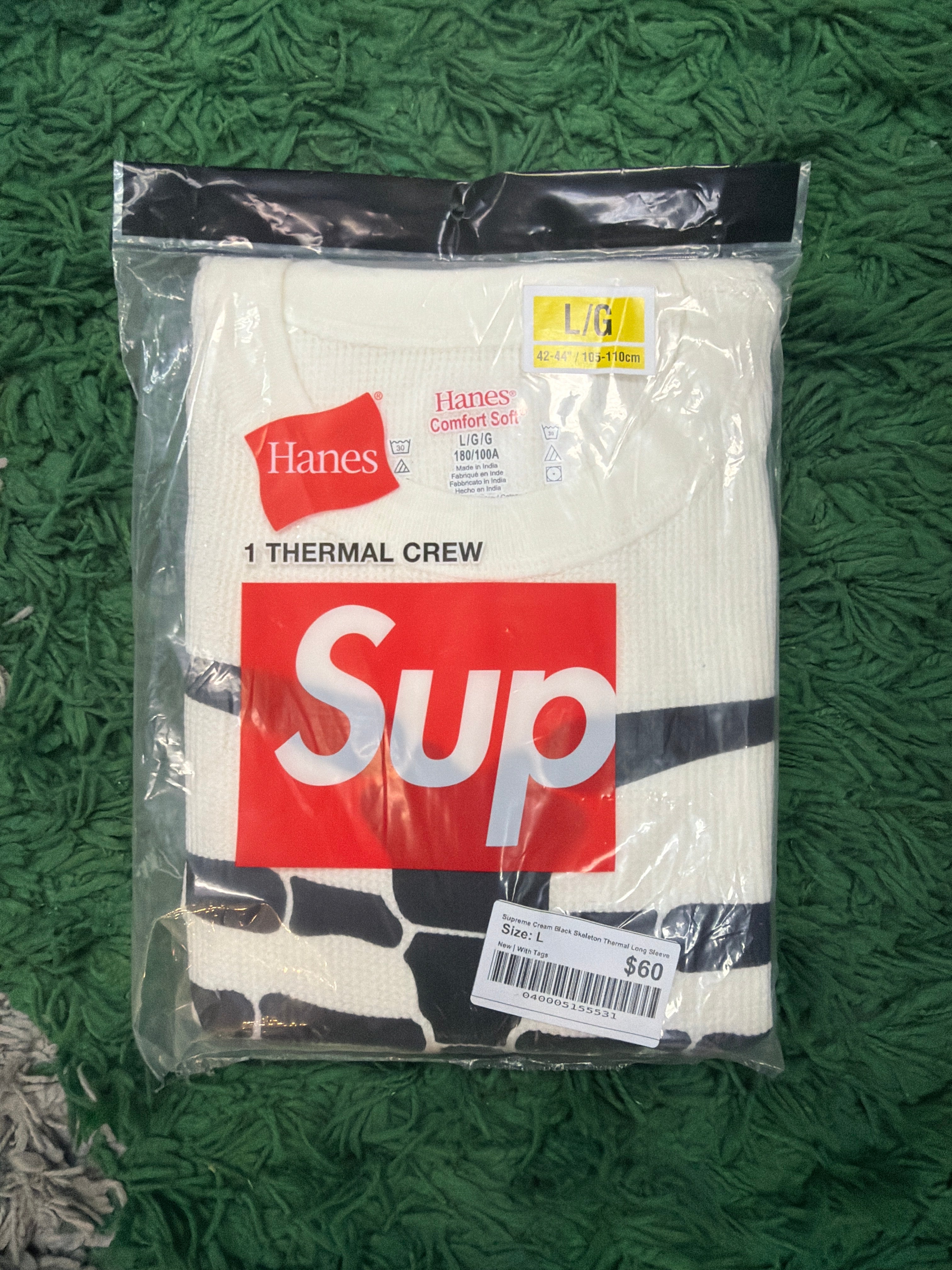 Supreme Cream Black Skeleton Thermal Long Sleeve