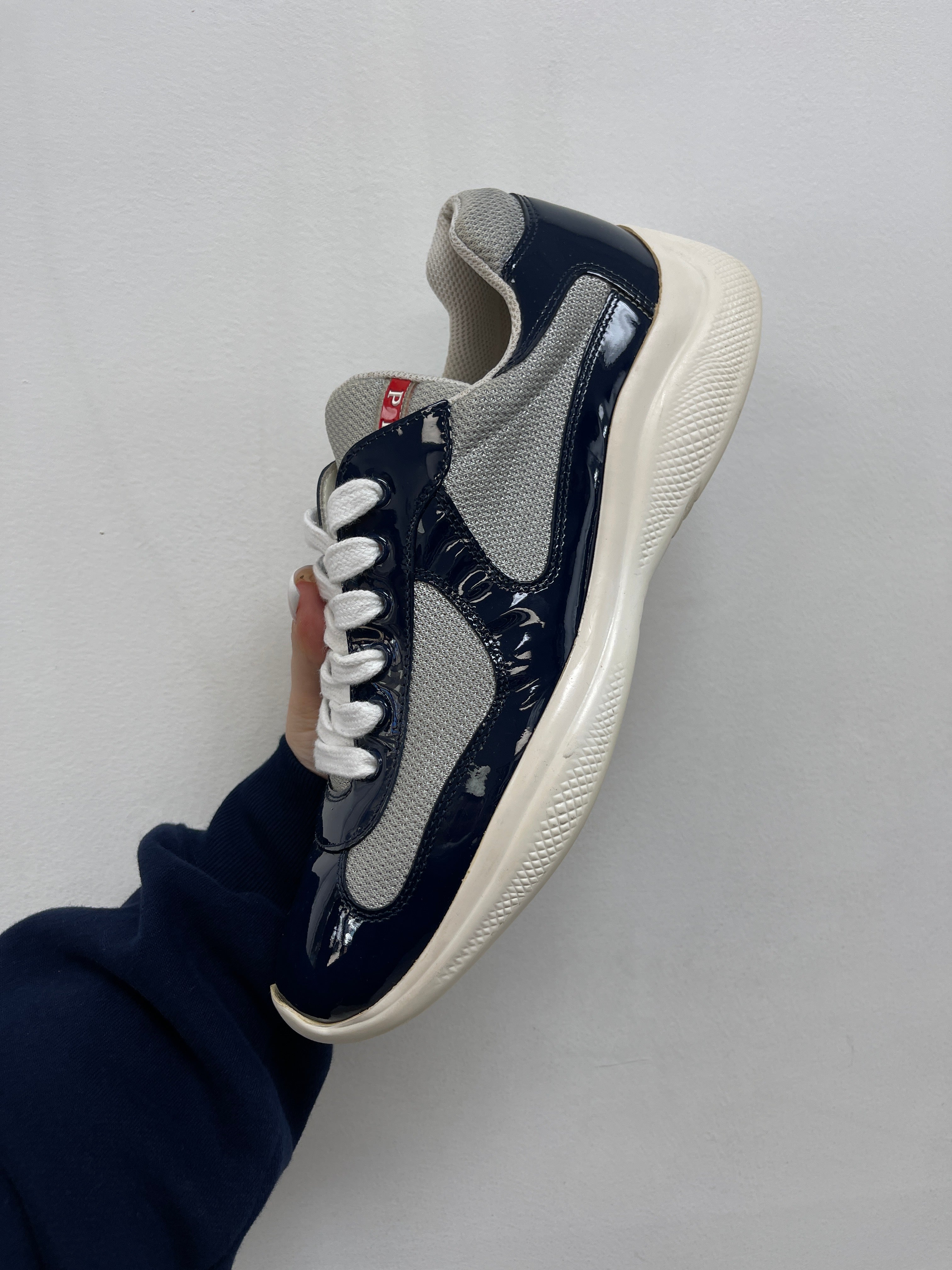 Prada Navy White Cups Sneakers