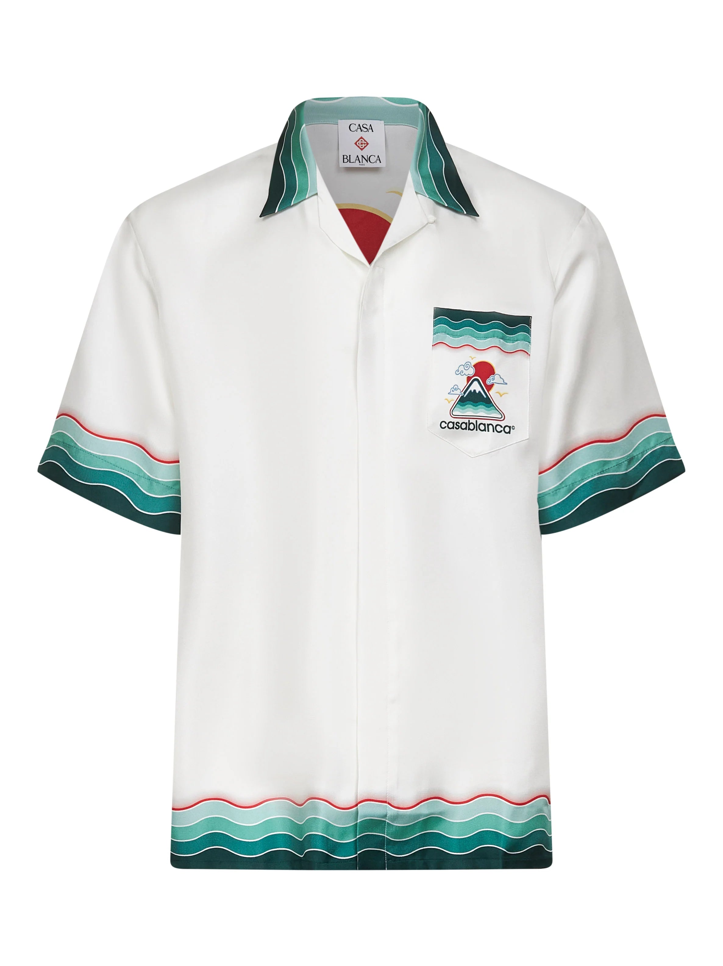 Casablanca "Montagne Ondulée" Silk Short Sleeve White Shirt