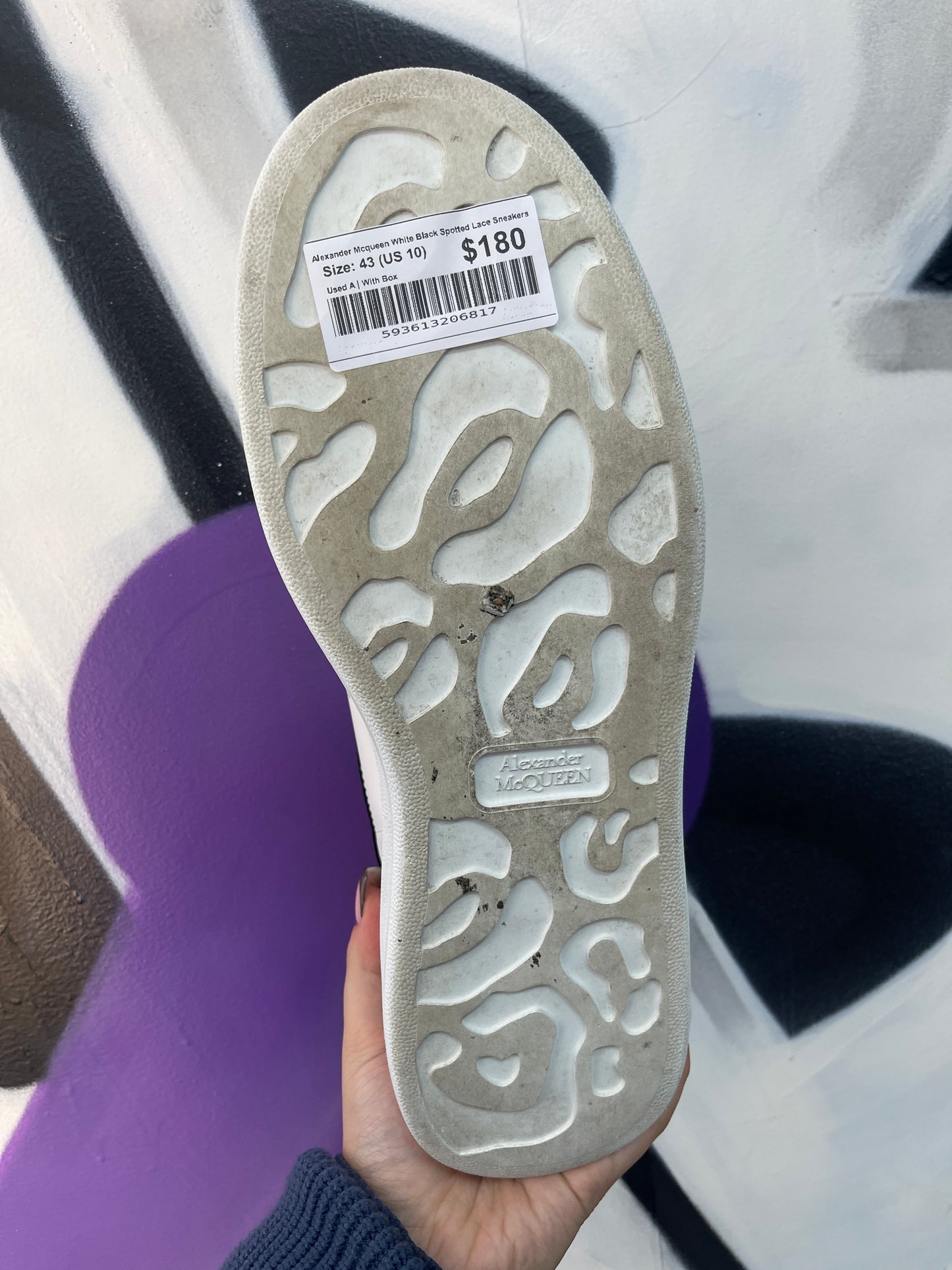 Alexander Mcqueen White Black Spotted Lace Sneakers